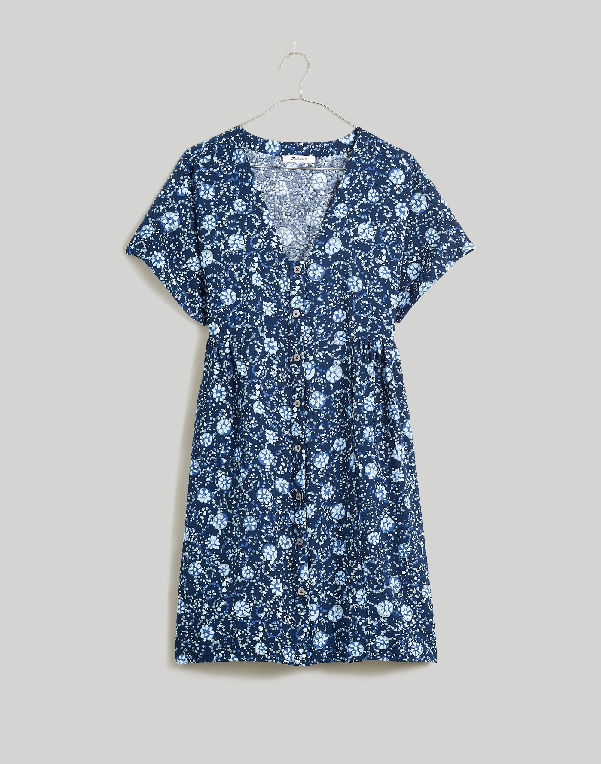 Button-Front V-Neck Mini Dress