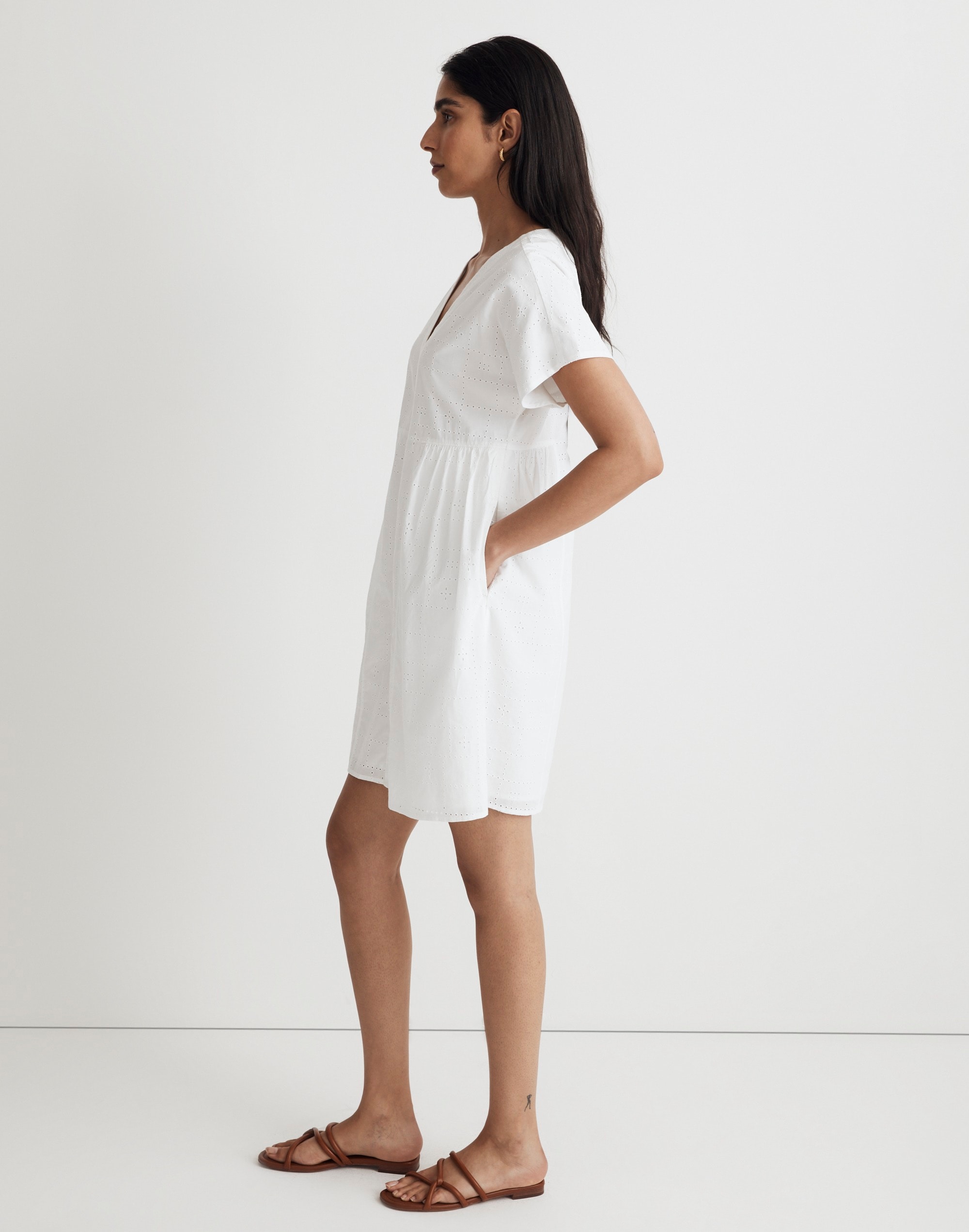 Button-Front V-Neck Mini Dress