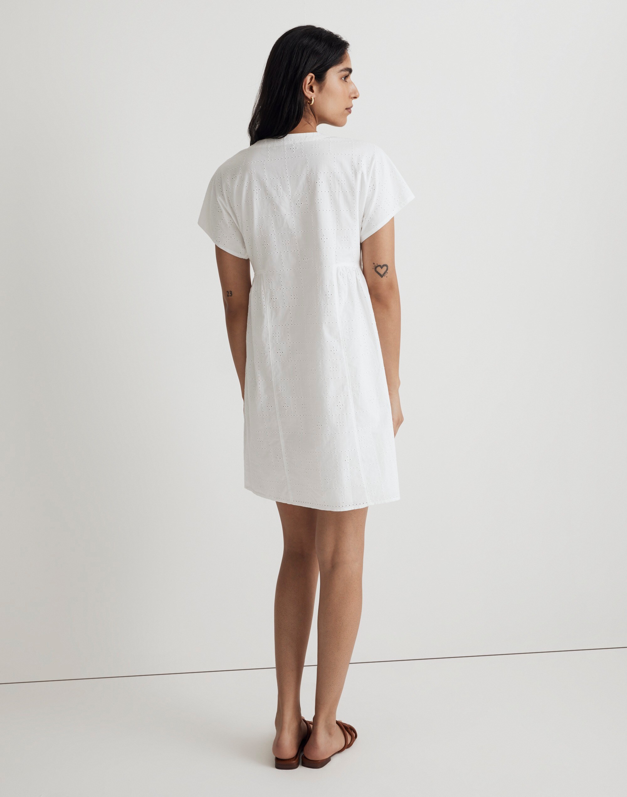 Button-Front V-Neck Mini Dress