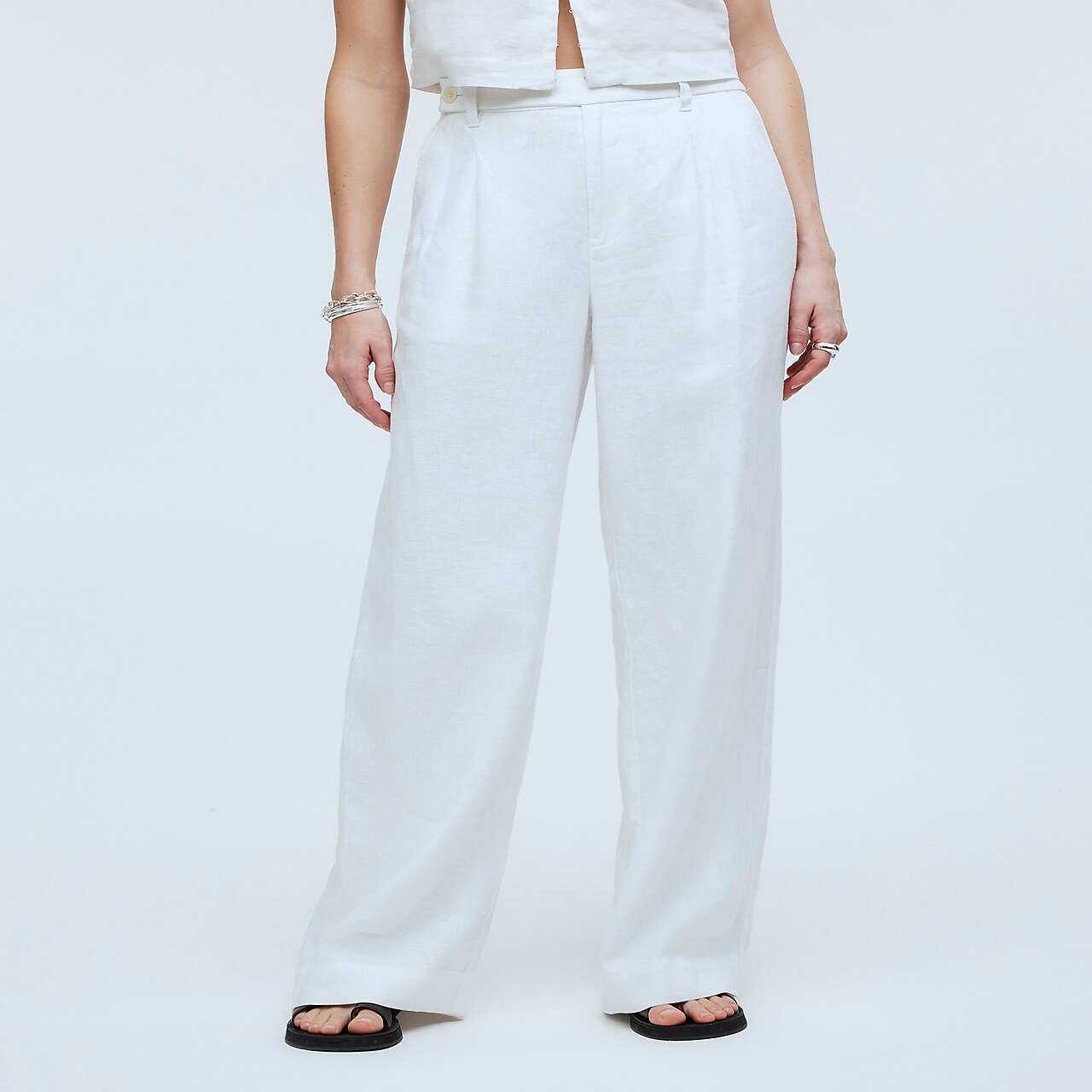 Shop Mw The Harlow Wide-leg Pant In Eyelet White