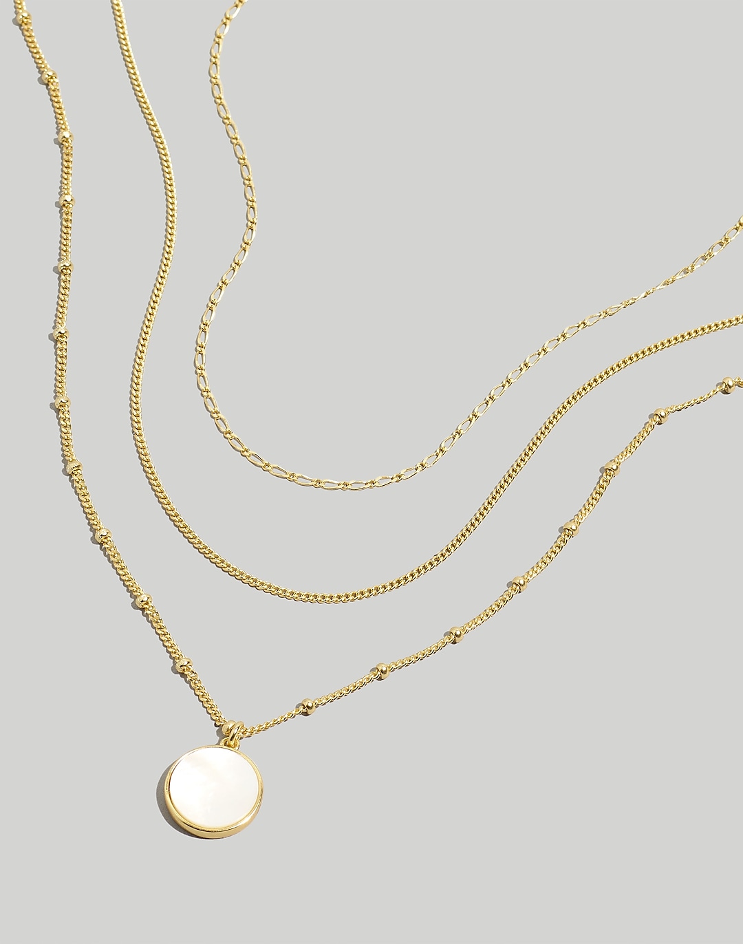 Madewell Three-Pack Mother of Pearl Necklace Set in Vintage Gold - Size One S
