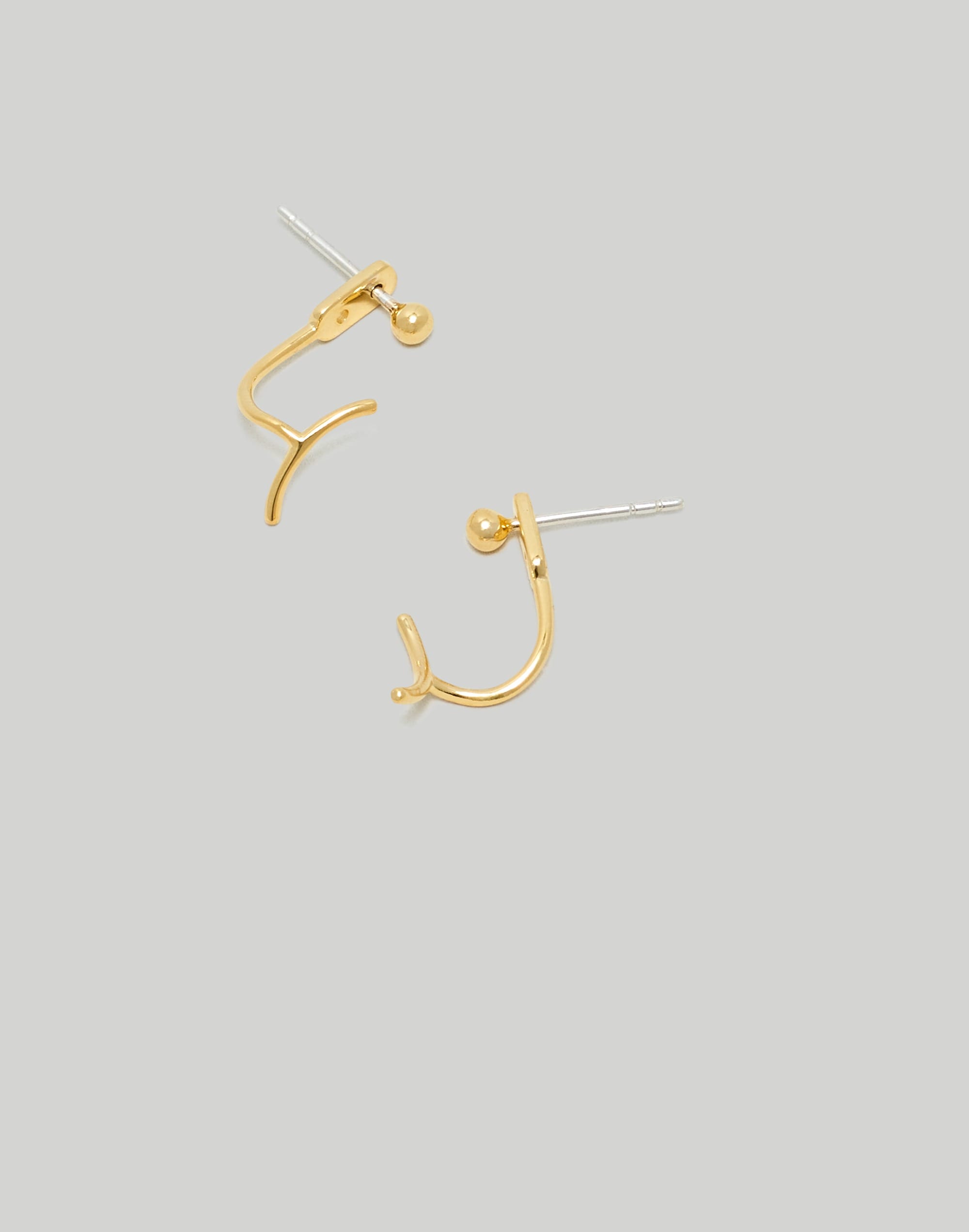 Mw Delicate Collection Demi-fine 14k Plated Curved Stud Earrings In 14k Gold