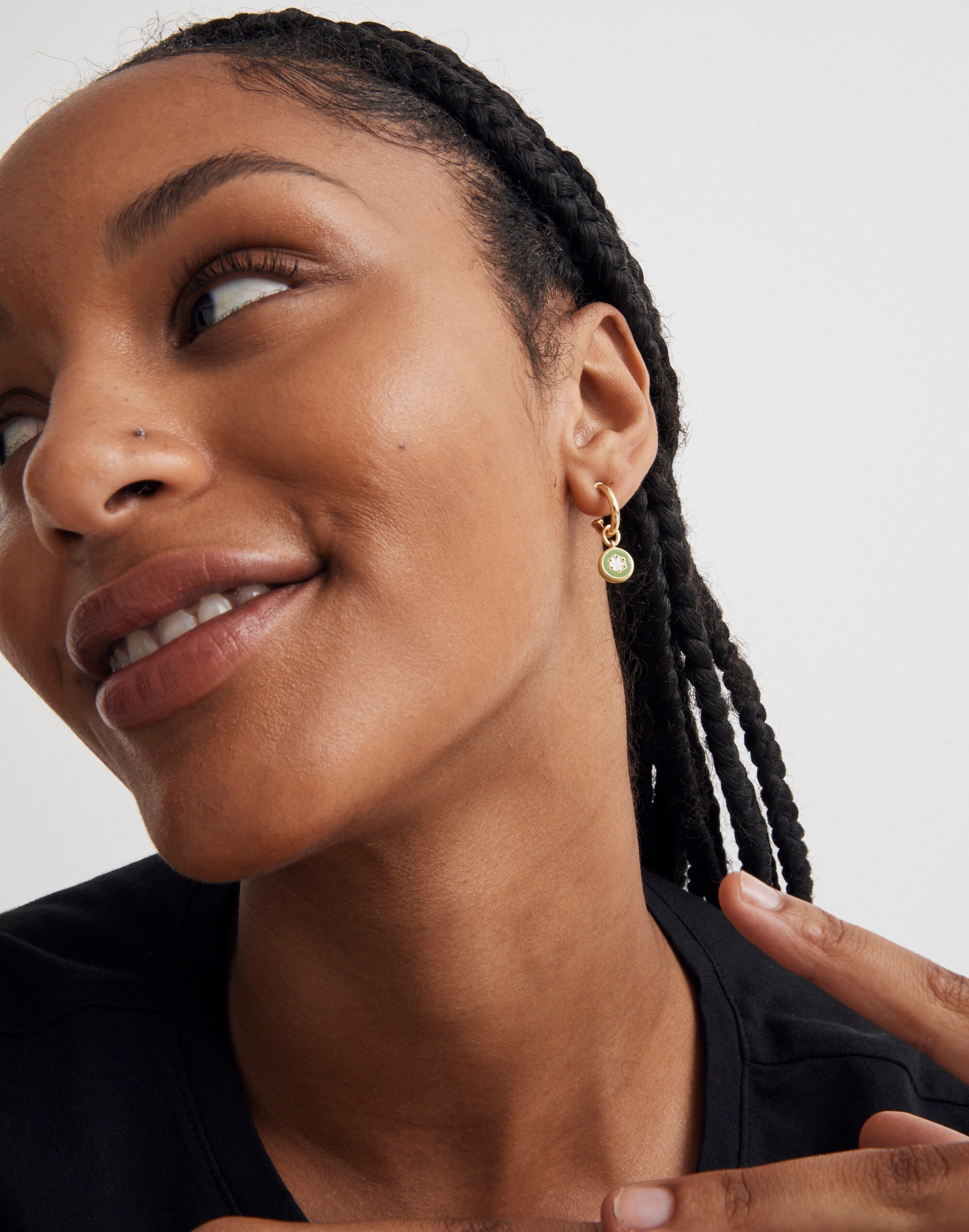 Enamel Kiwi Huggie Hoop Earrings