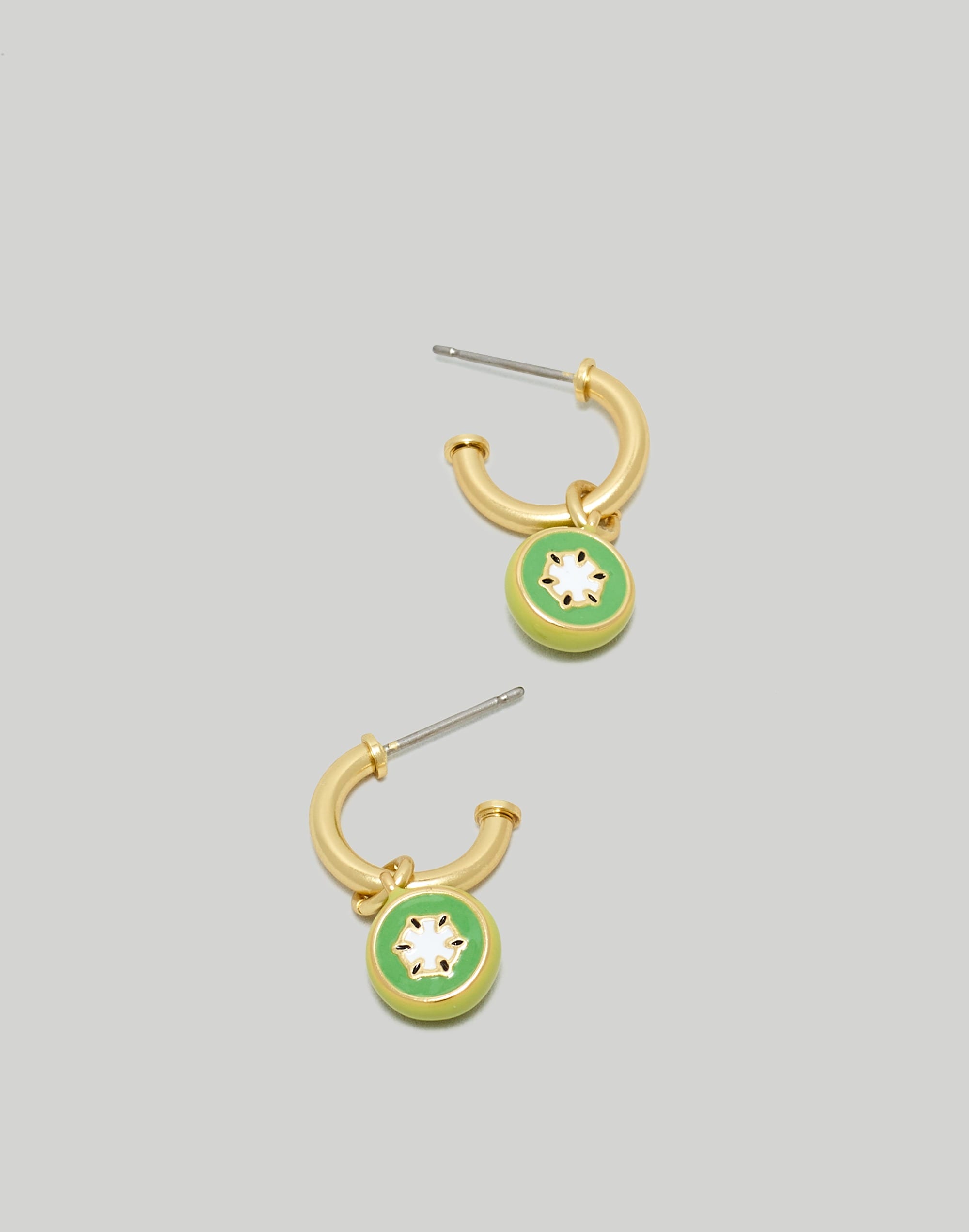 Enamel Kiwi Huggie Hoop Earrings