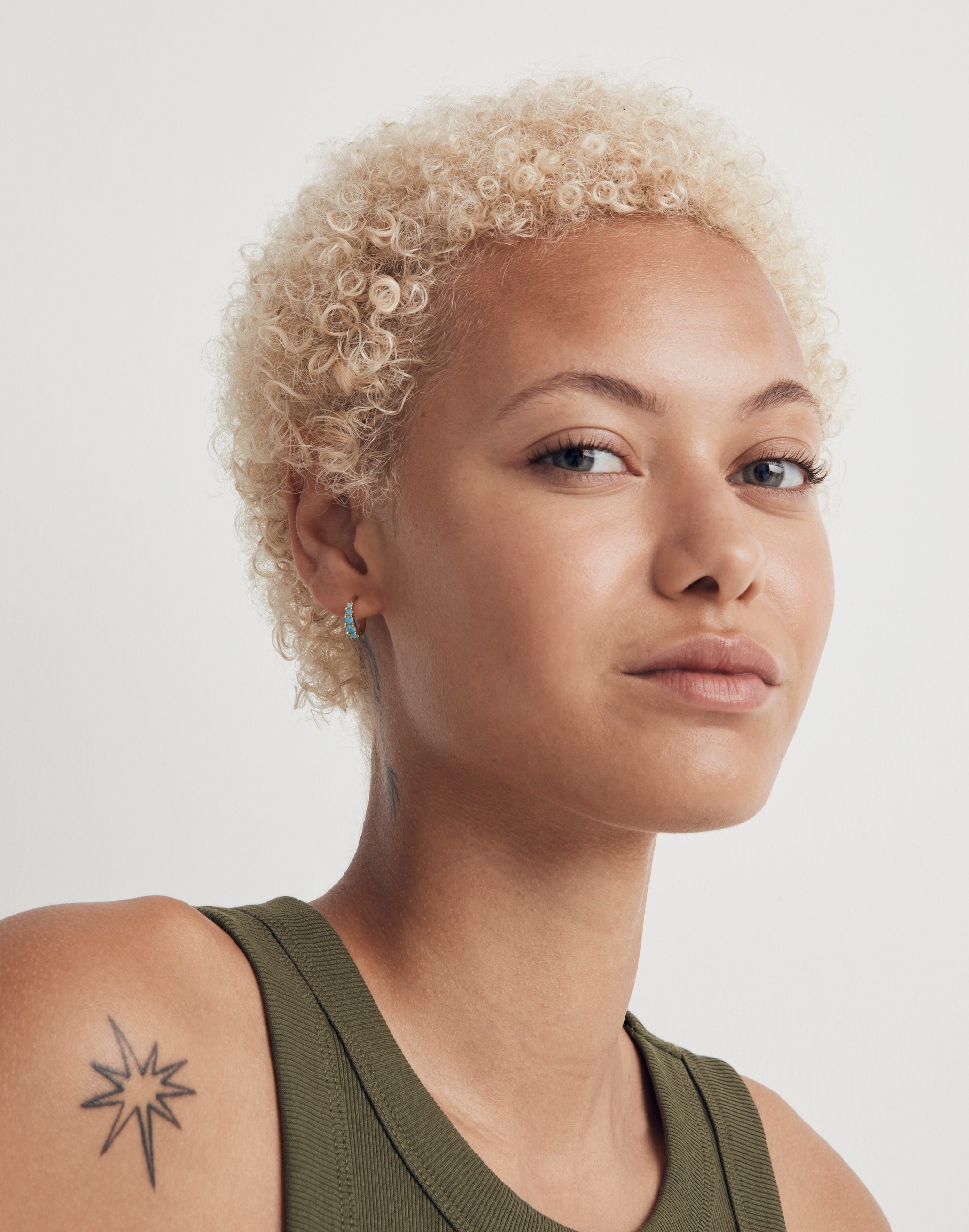 Stone Huggie Hoop Earrings