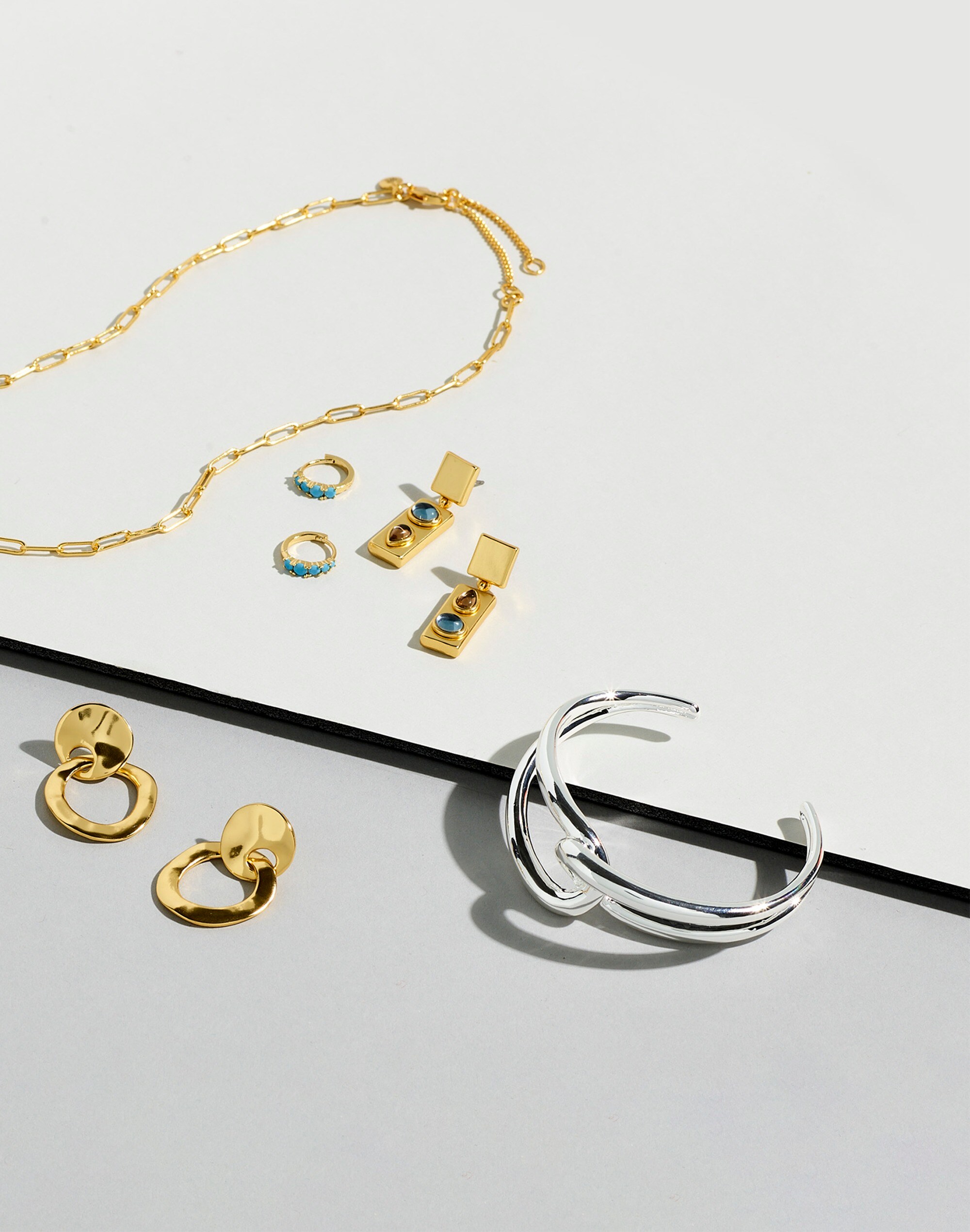 Stone Huggie Hoop Earrings