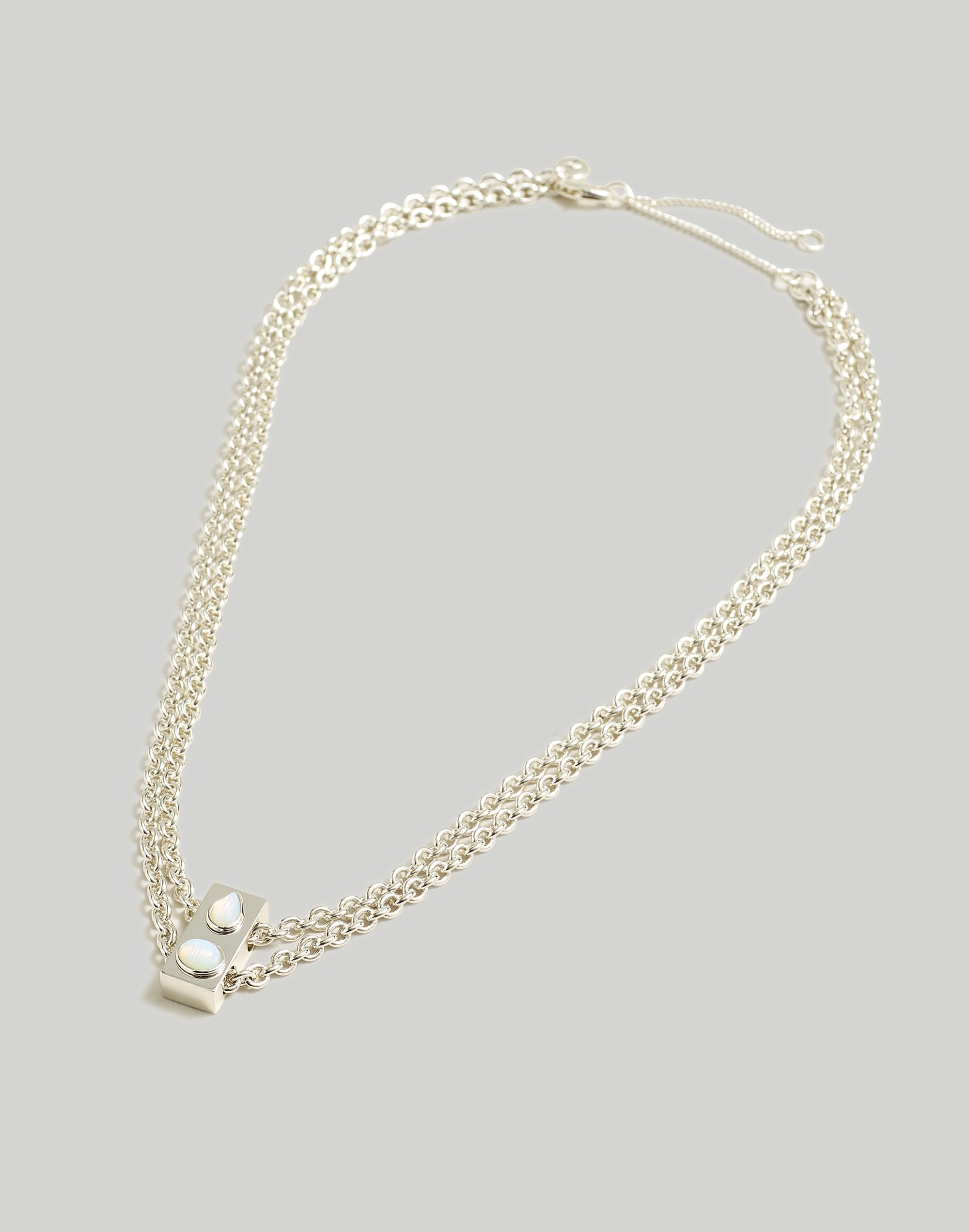 Stone Collection White Opal Double Chain Necklace
