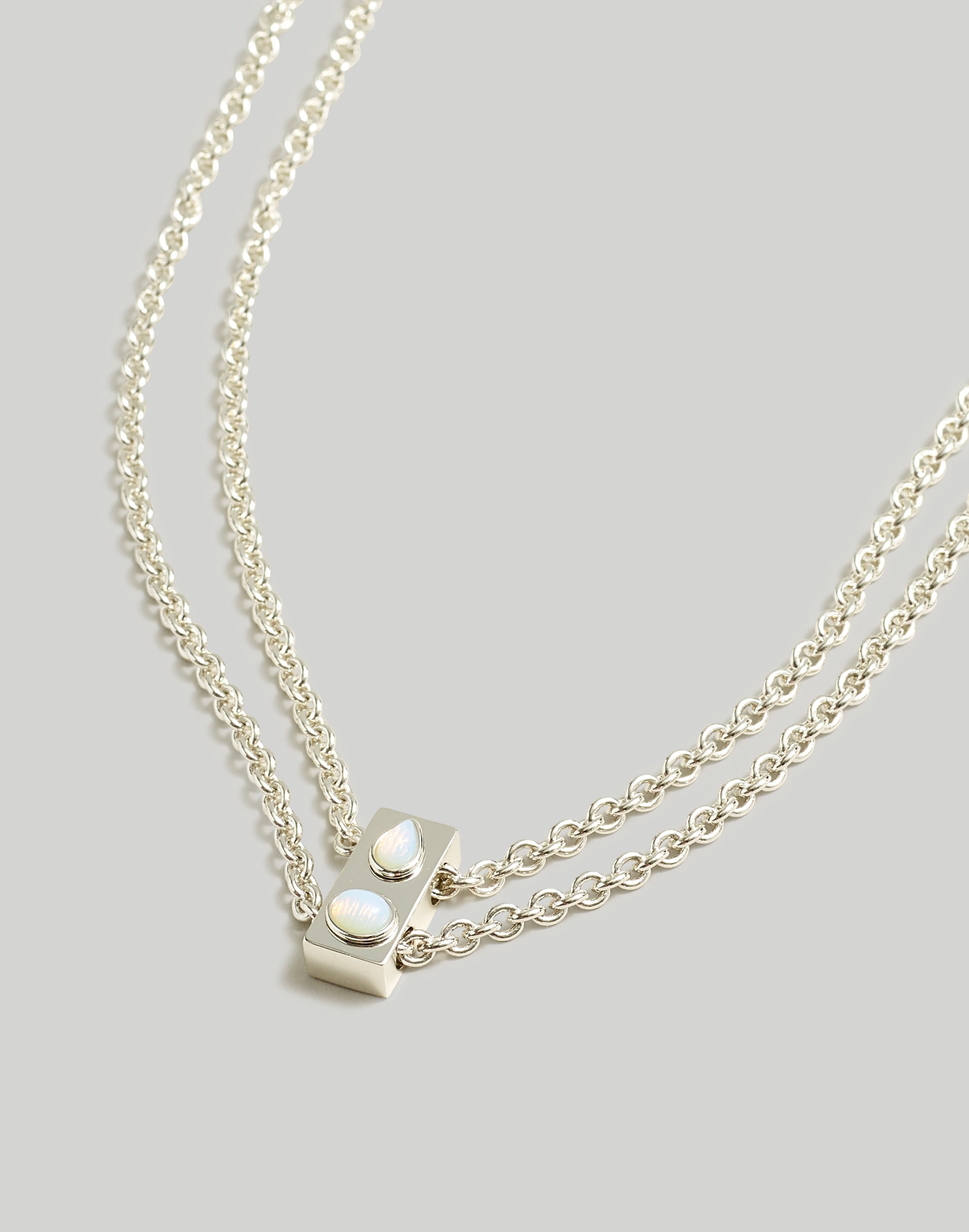 Stone Collection White Opal Double Chain Necklace