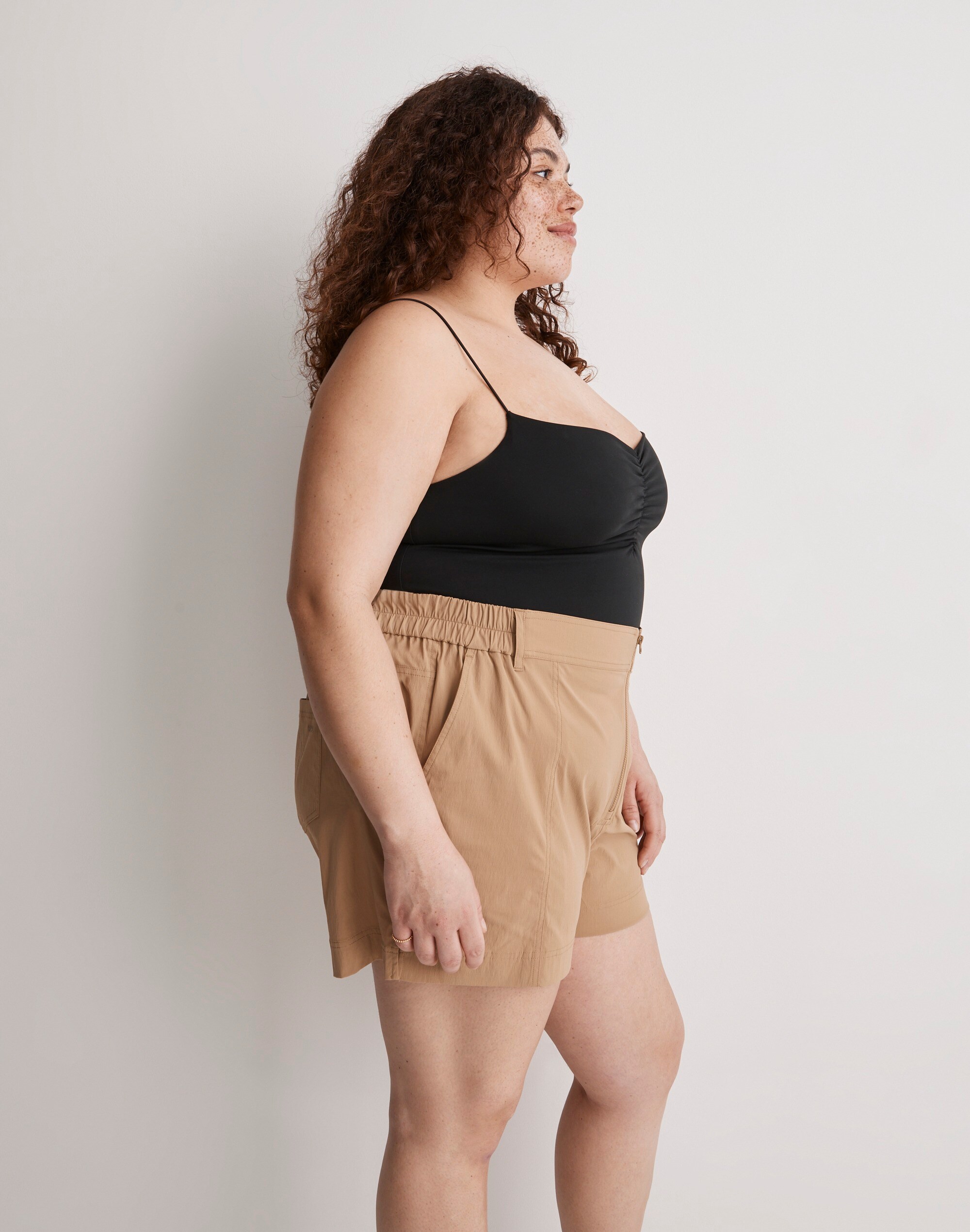 Plus Zip-Front Tapered Shorts