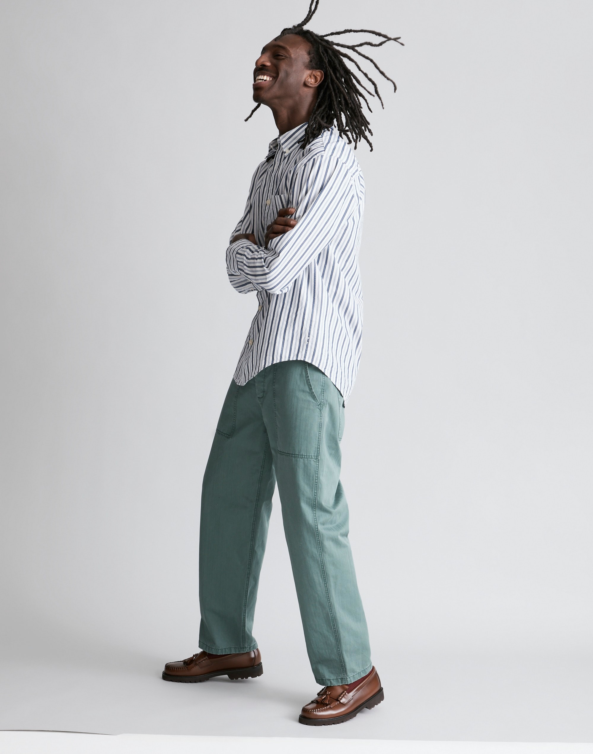 Herringbone Baggy Workwear Pants