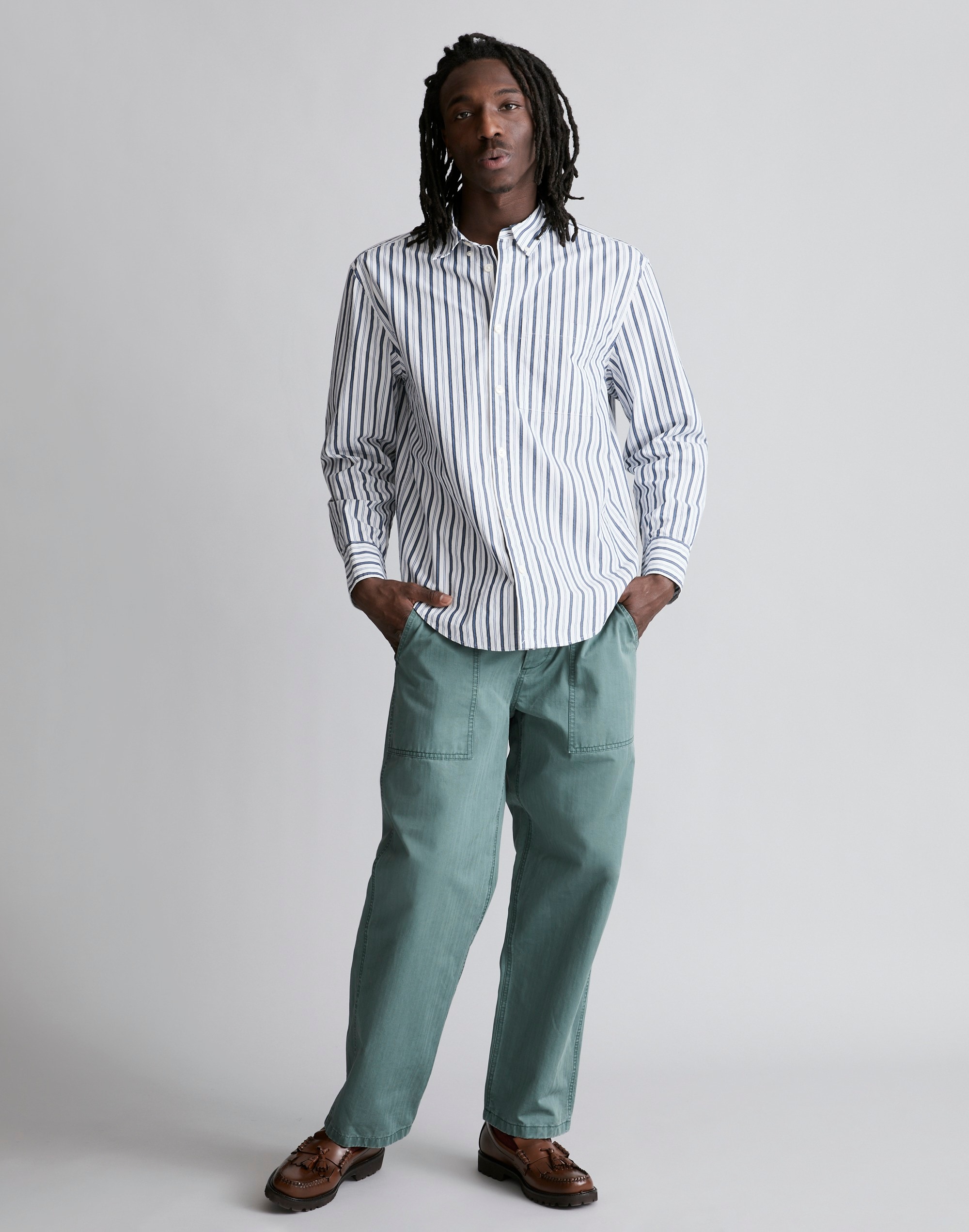 Herringbone Baggy Workwear Pants