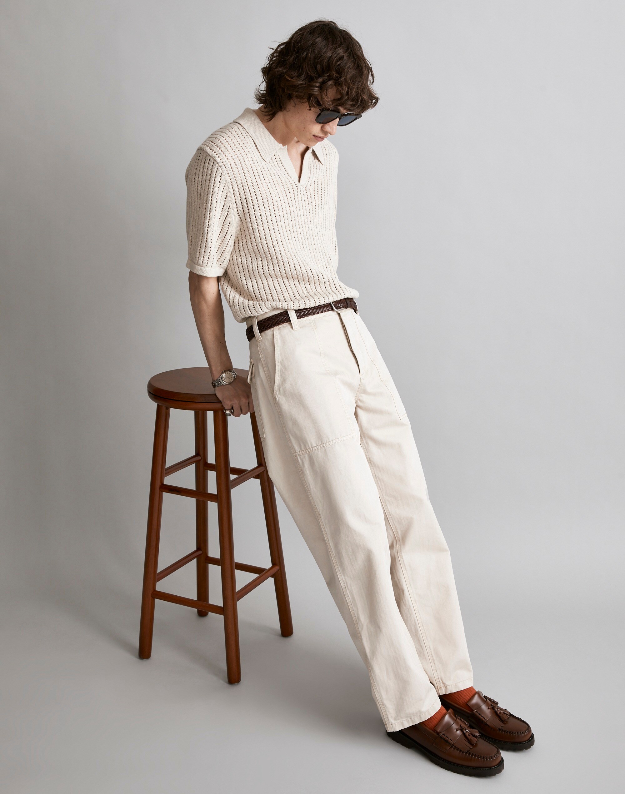 Herringbone Baggy Workwear Pants