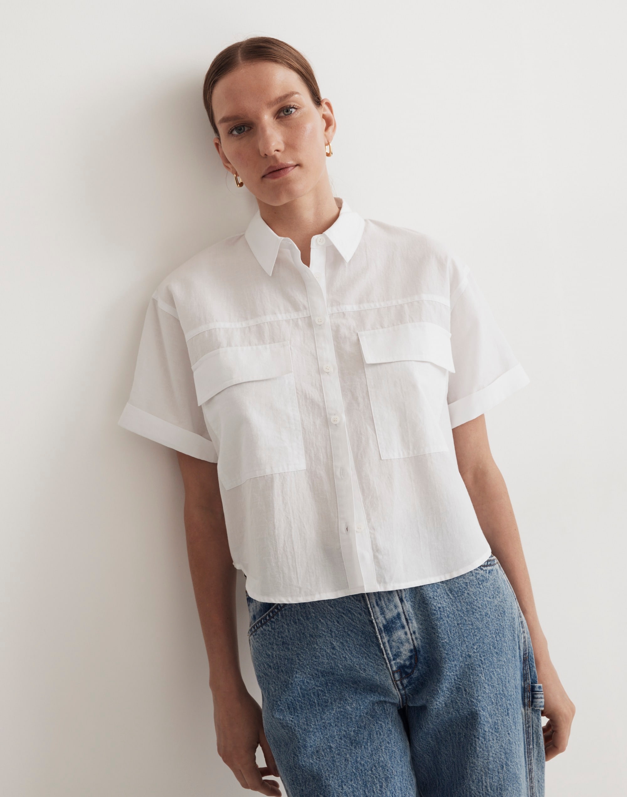 utility button-up shirt