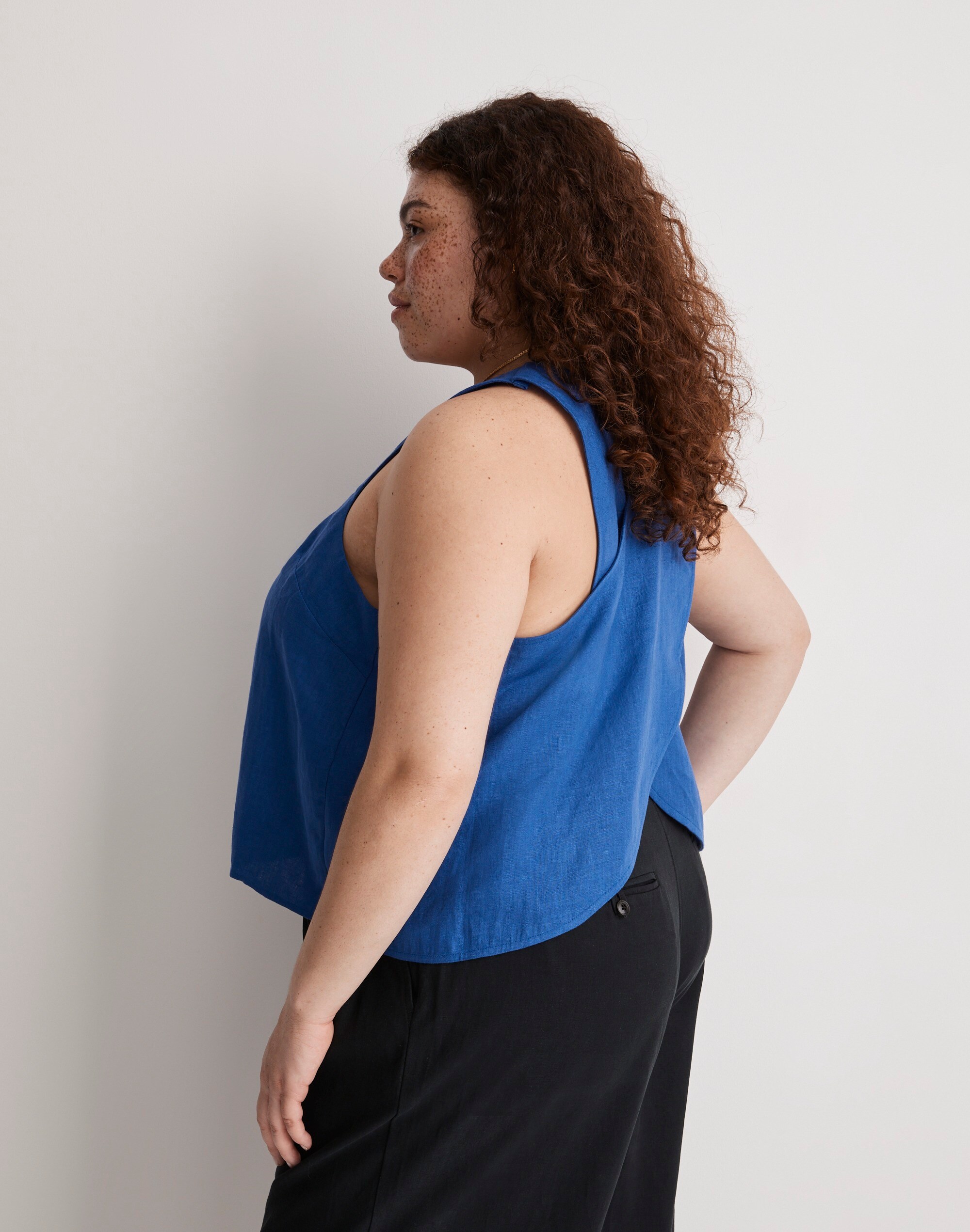 Plus 100% Linen Cross-Back Sleeveless Top | Madewell