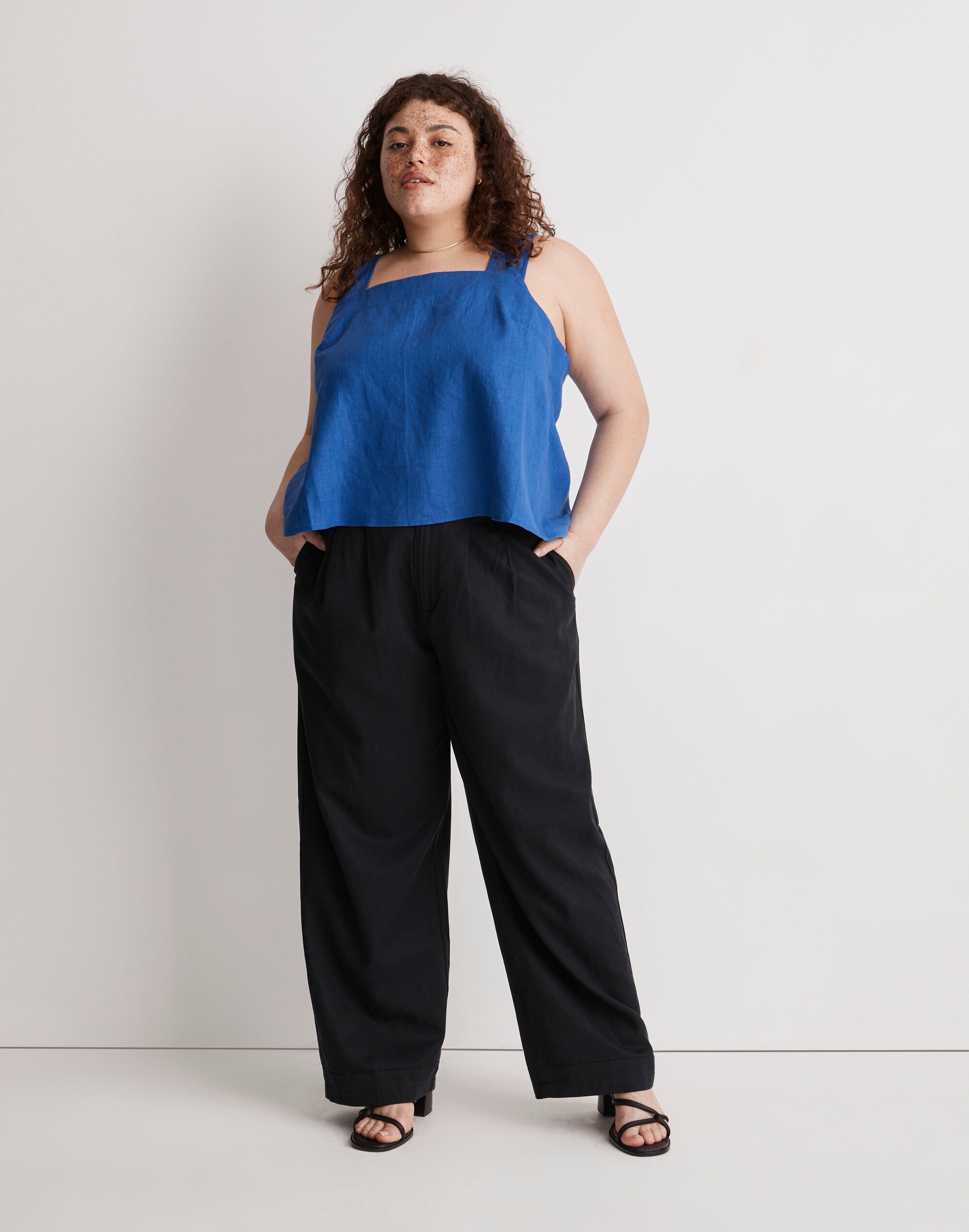 Plus 100% Linen Cross-Back Sleeveless Top | Madewell