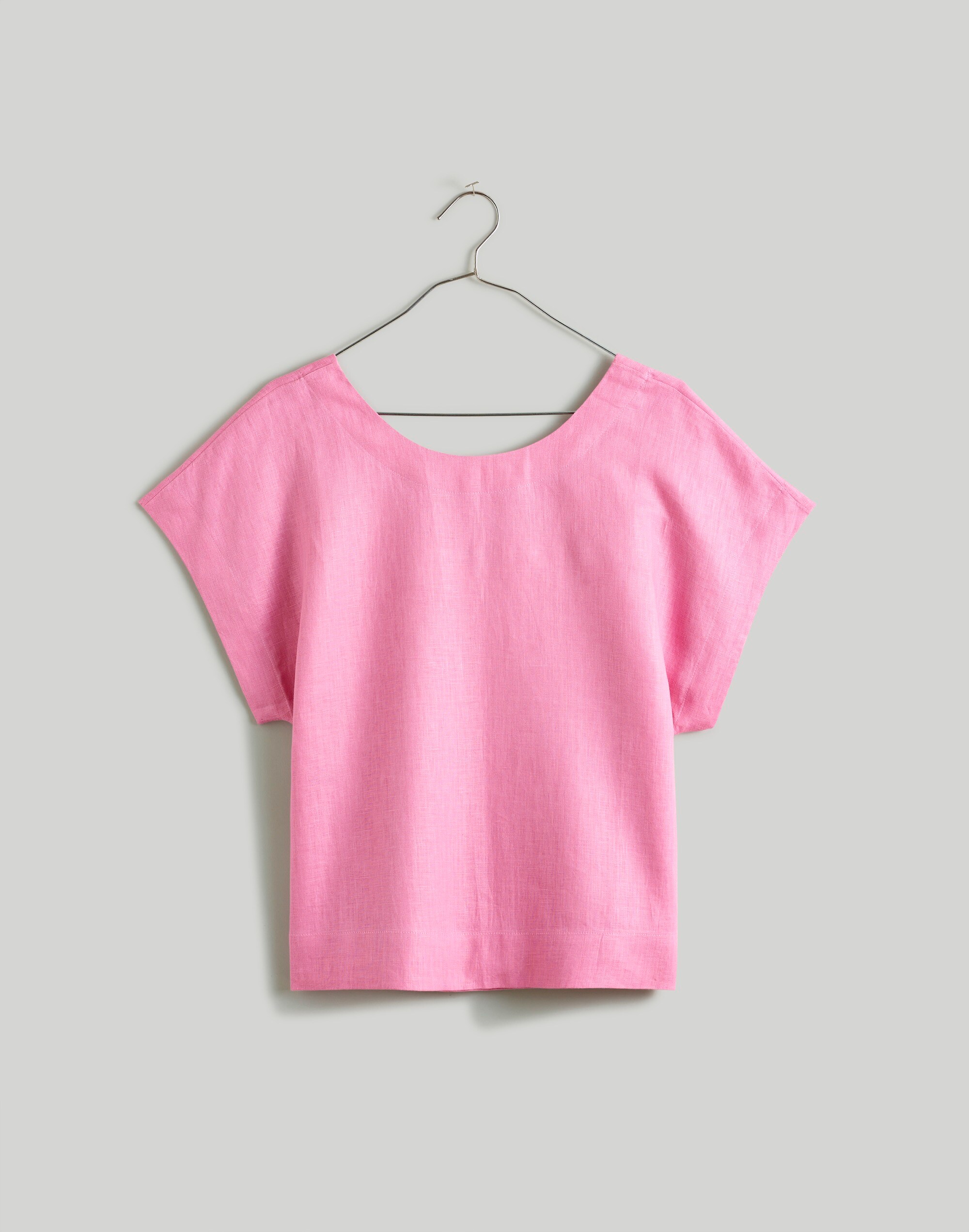 Plus 100% Linen Square-Back Crewneck Top