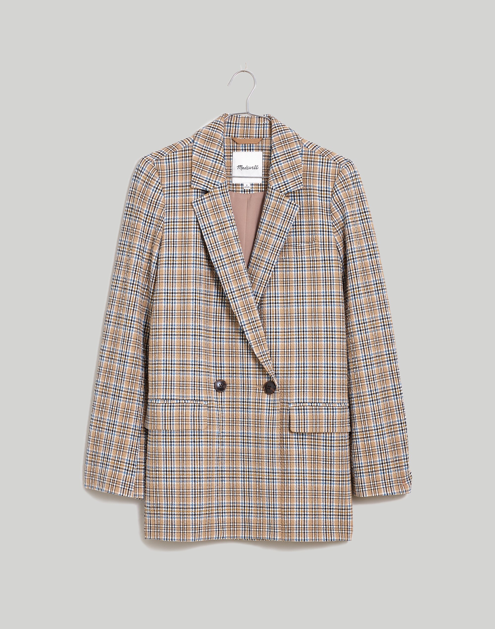 Plus Caldwell Double-Breasted Blazer in Prejean Plaid