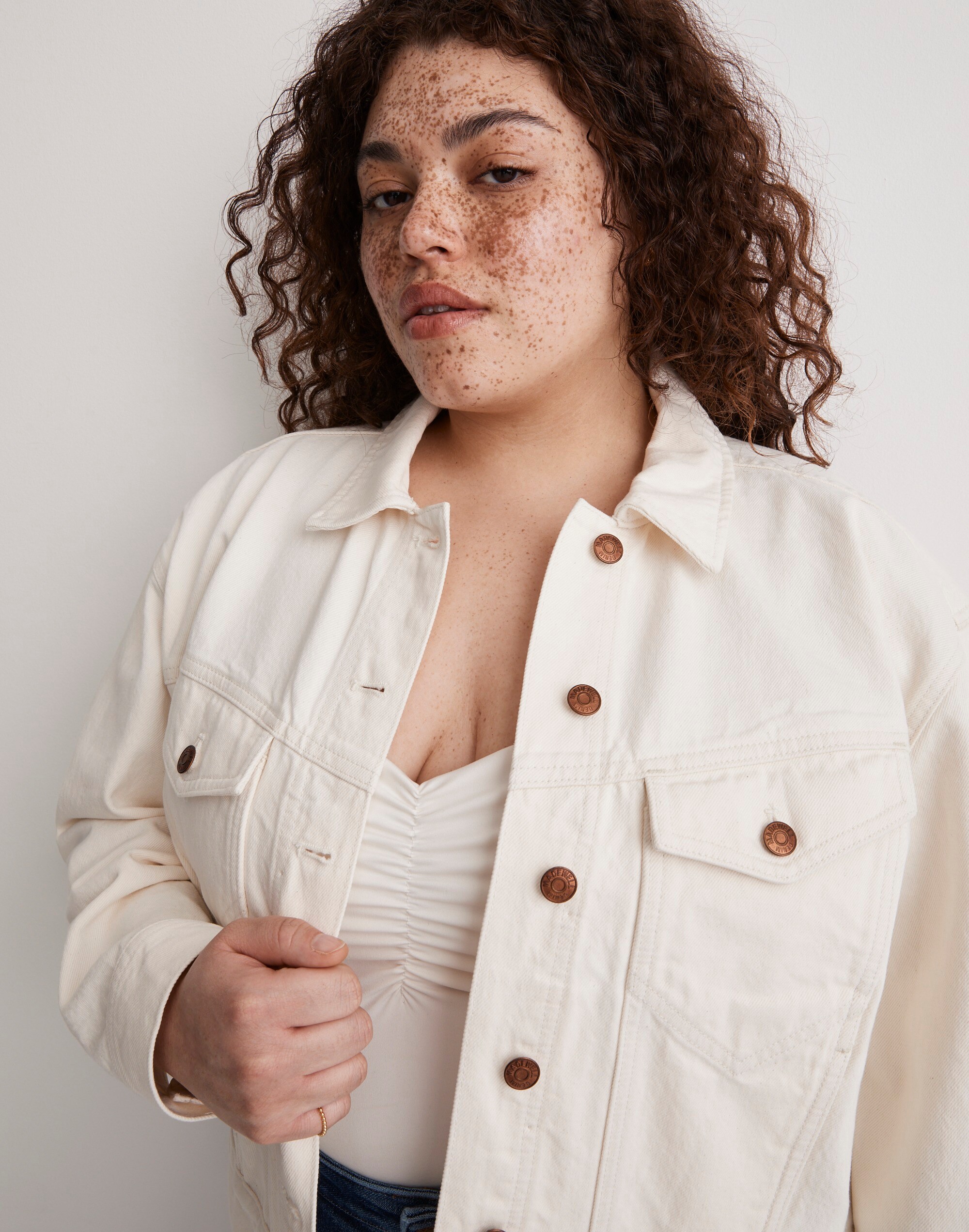 Plus Trucker Jean Jacket in Vintage Canvas: Slanted-Yoke Edition