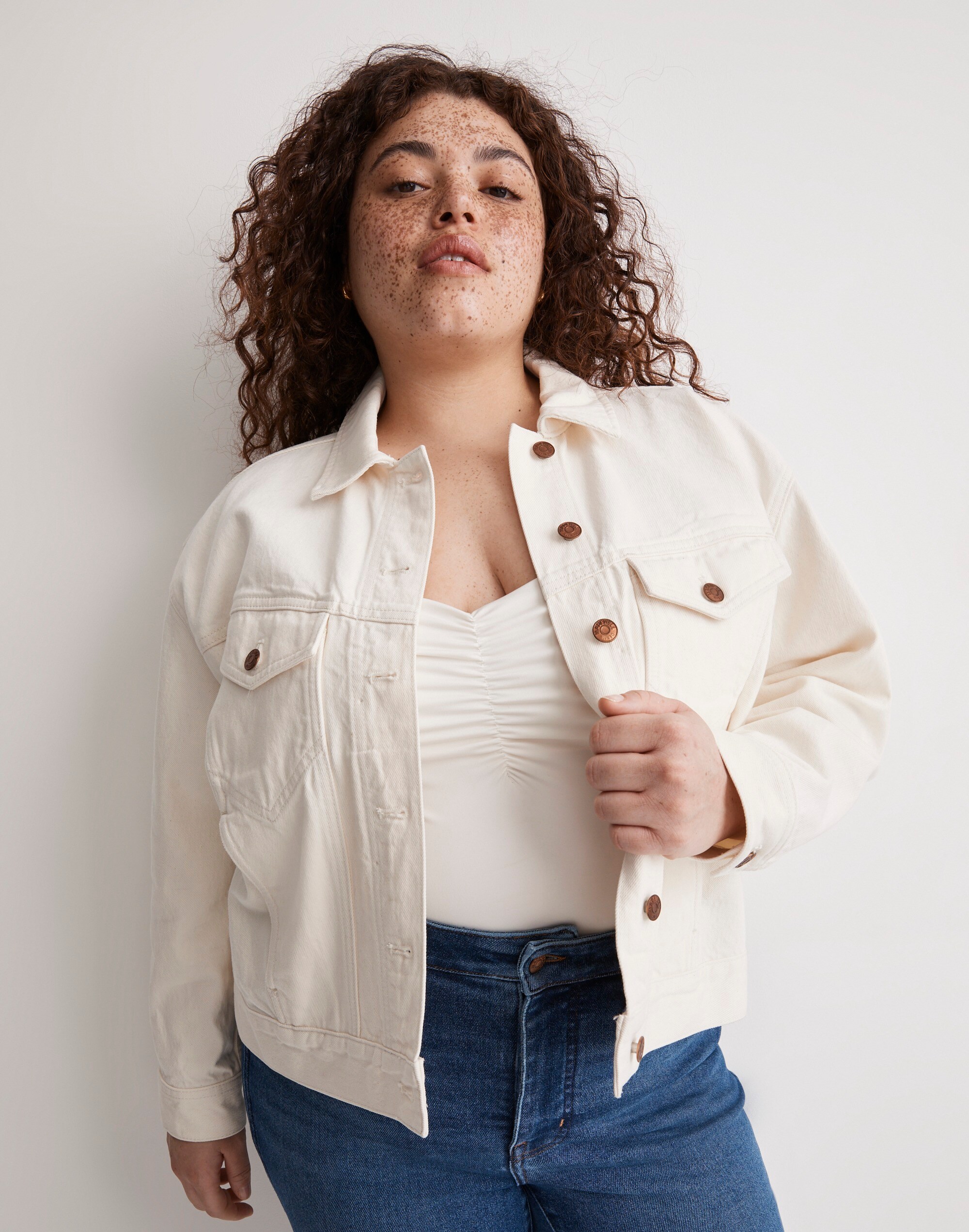 Plus Trucker Jean Jacket in Vintage Canvas: Slanted-Yoke Edition