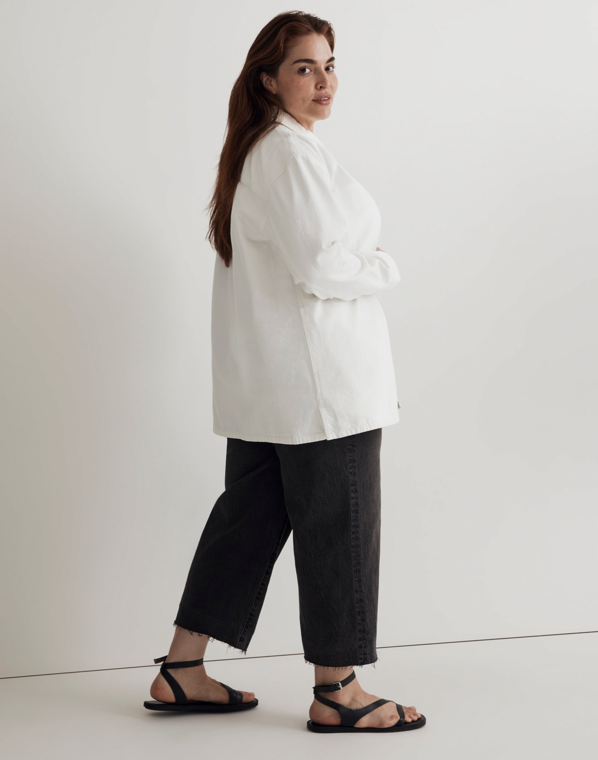 Plus Denim Chore Coat in Tile White