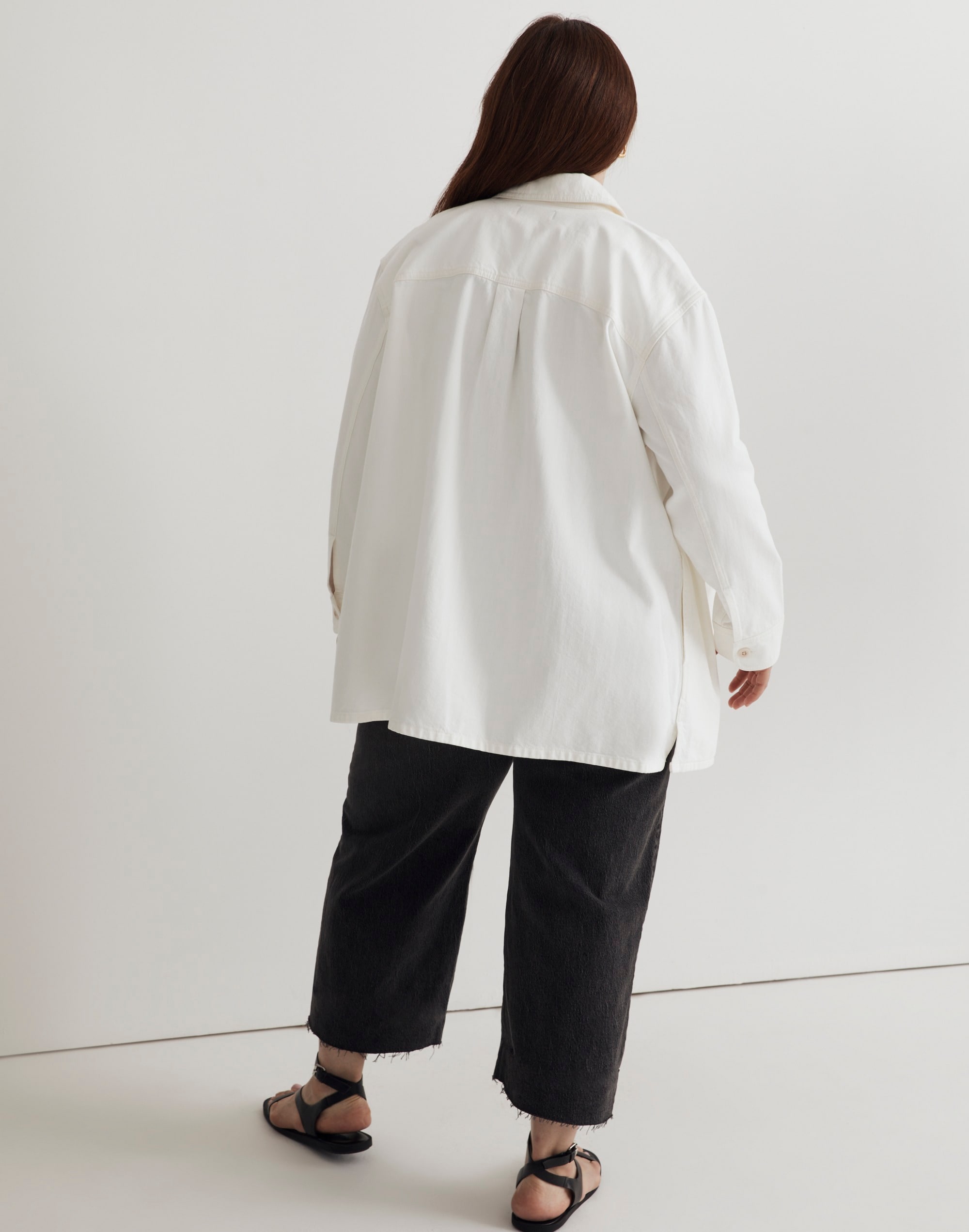 Plus Denim Chore Coat in Tile White