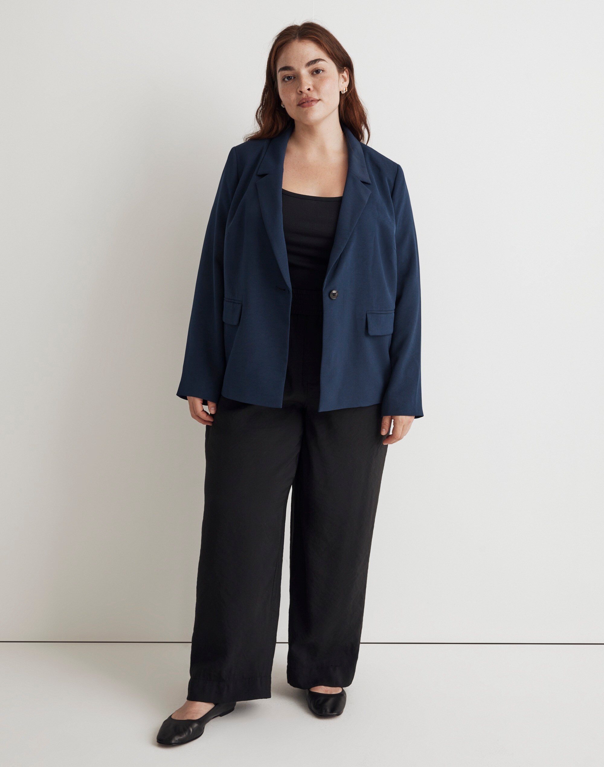 The Plus Dorset Crop Blazer in Easygoing Crepe
