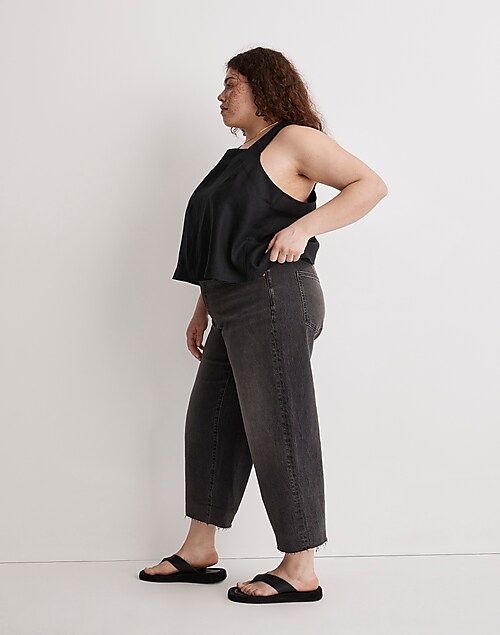 The Plus Perfect Vintage Wide-Leg Crop Jean in Benley Wash: Raw
