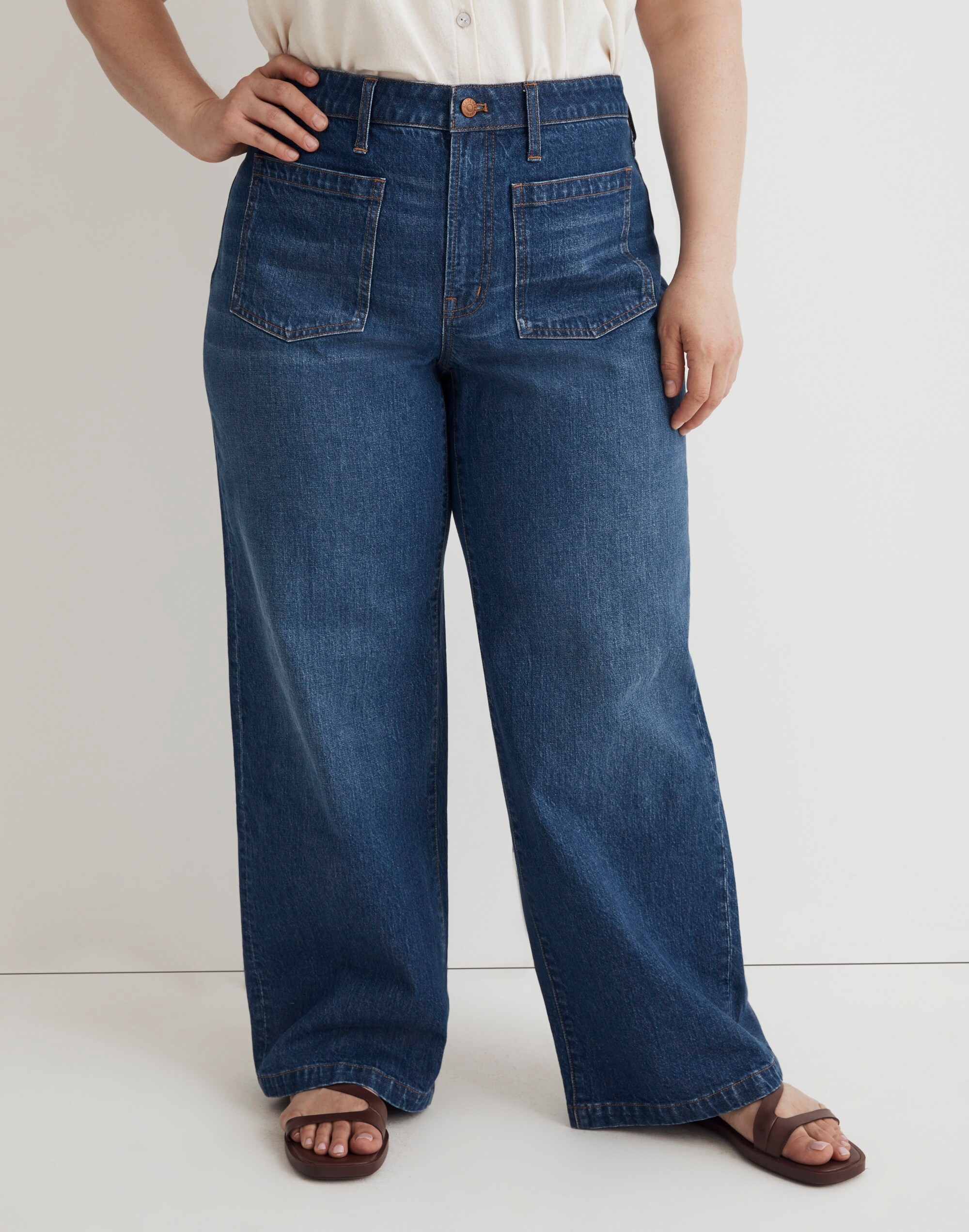 The Plus Perfect Vintage Wide-Leg Jean in Caronia Wash: Patch Pocket Edition
