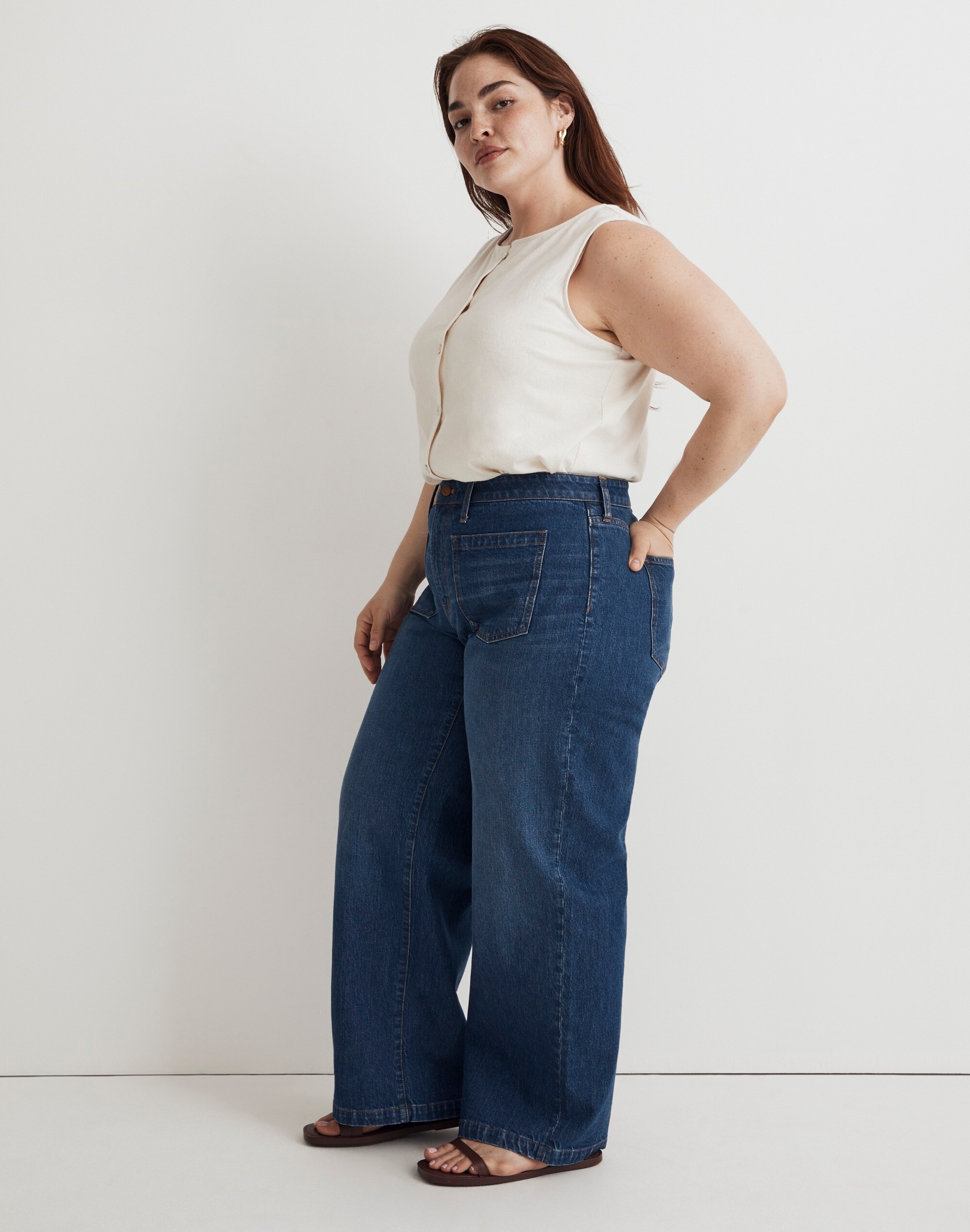 The Plus Perfect Vintage Wide-Leg Jean in Caronia Wash: Patch Pocket Edition