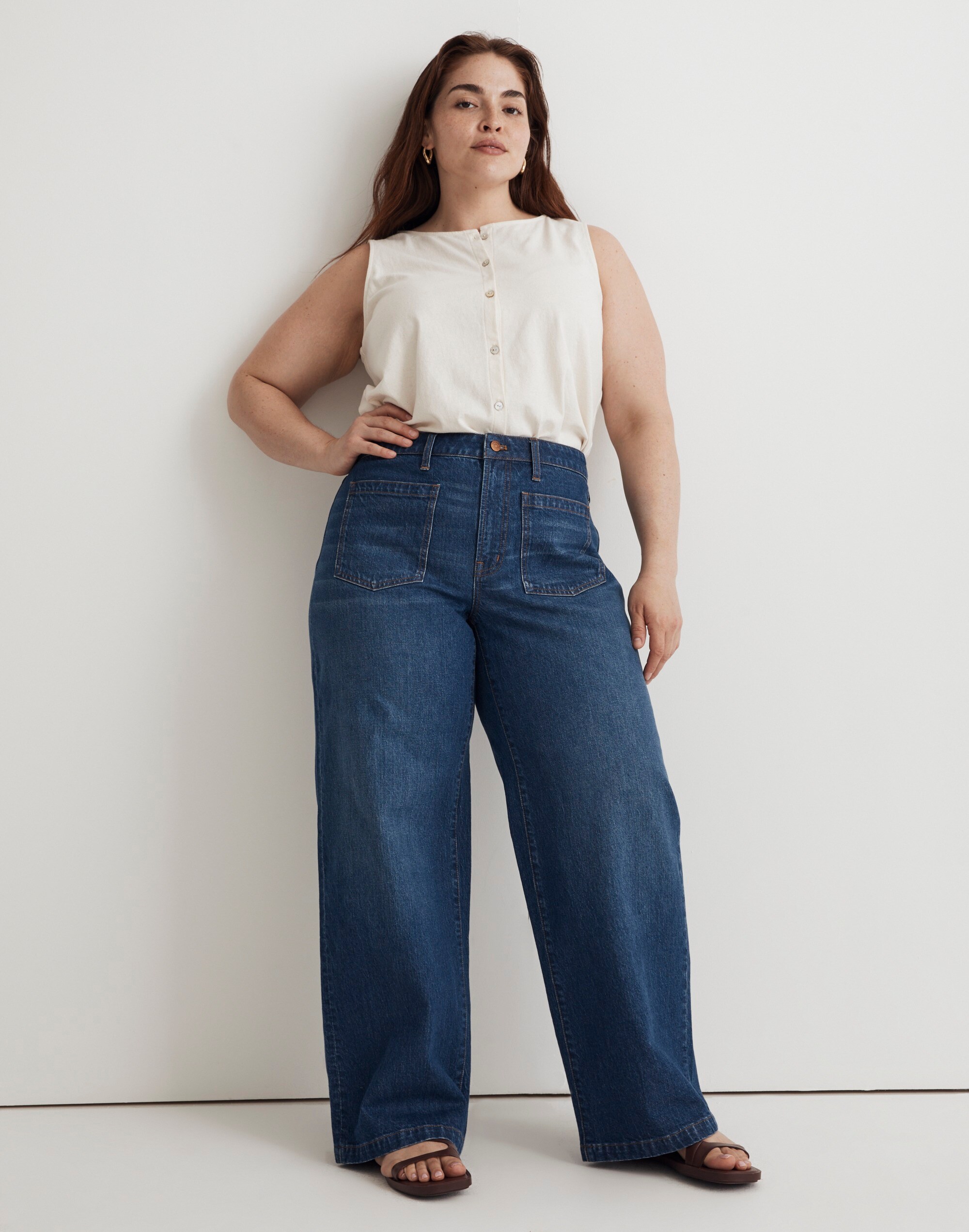 The Plus Perfect Vintage Wide-Leg Jean in Caronia Wash: Patch Pocket Edition