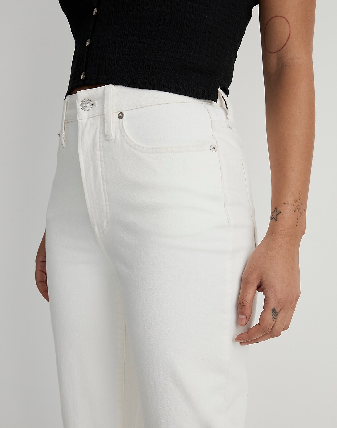 Wide Leg Crop Jeans - White - Curvy Fit