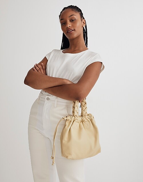 Convertible Shoulder Bag With Braided Handle