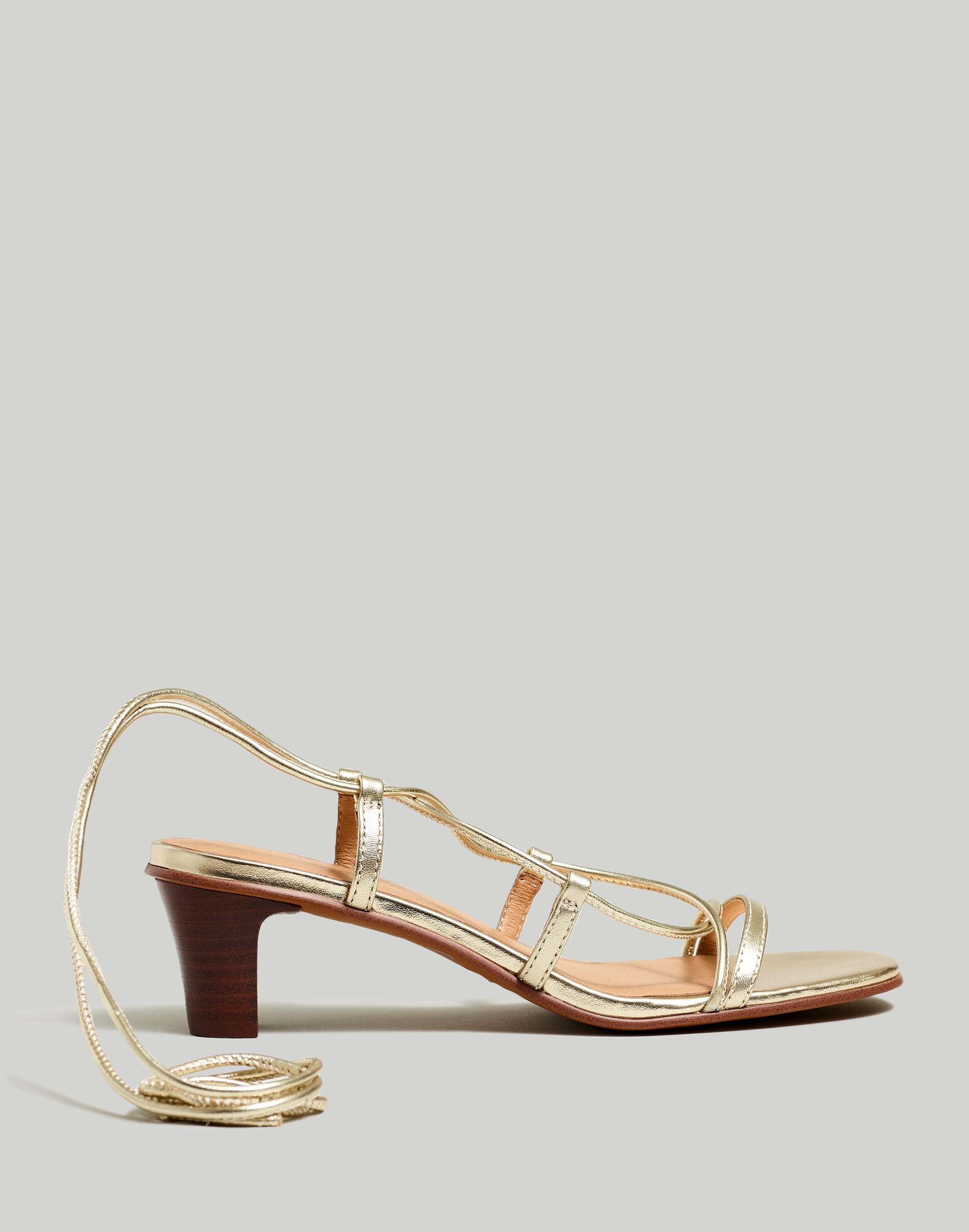 The Jeanine Lace-Up Sandal in Metallic Leather