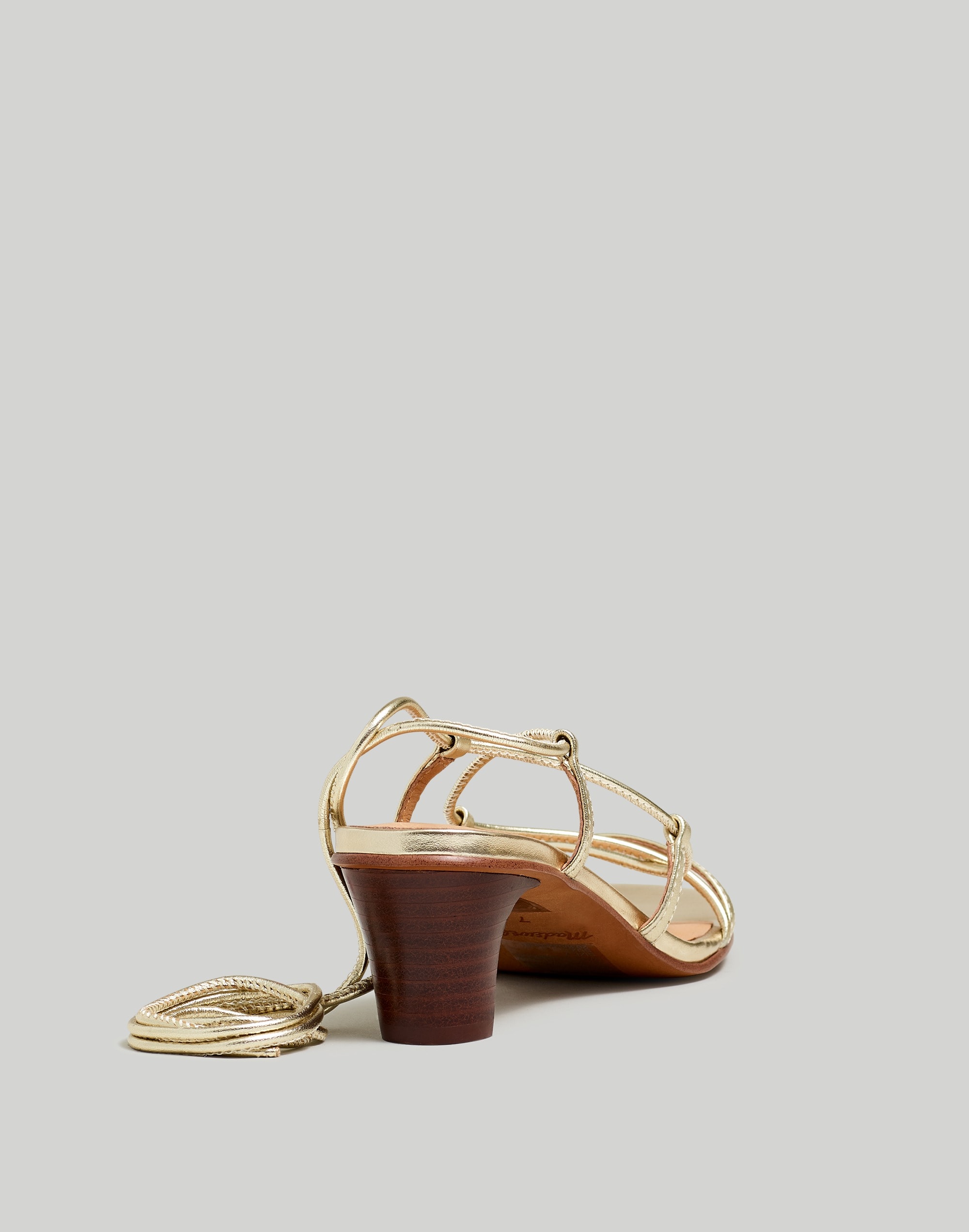 The Jeanine Lace-Up Sandal in Metallic Leather