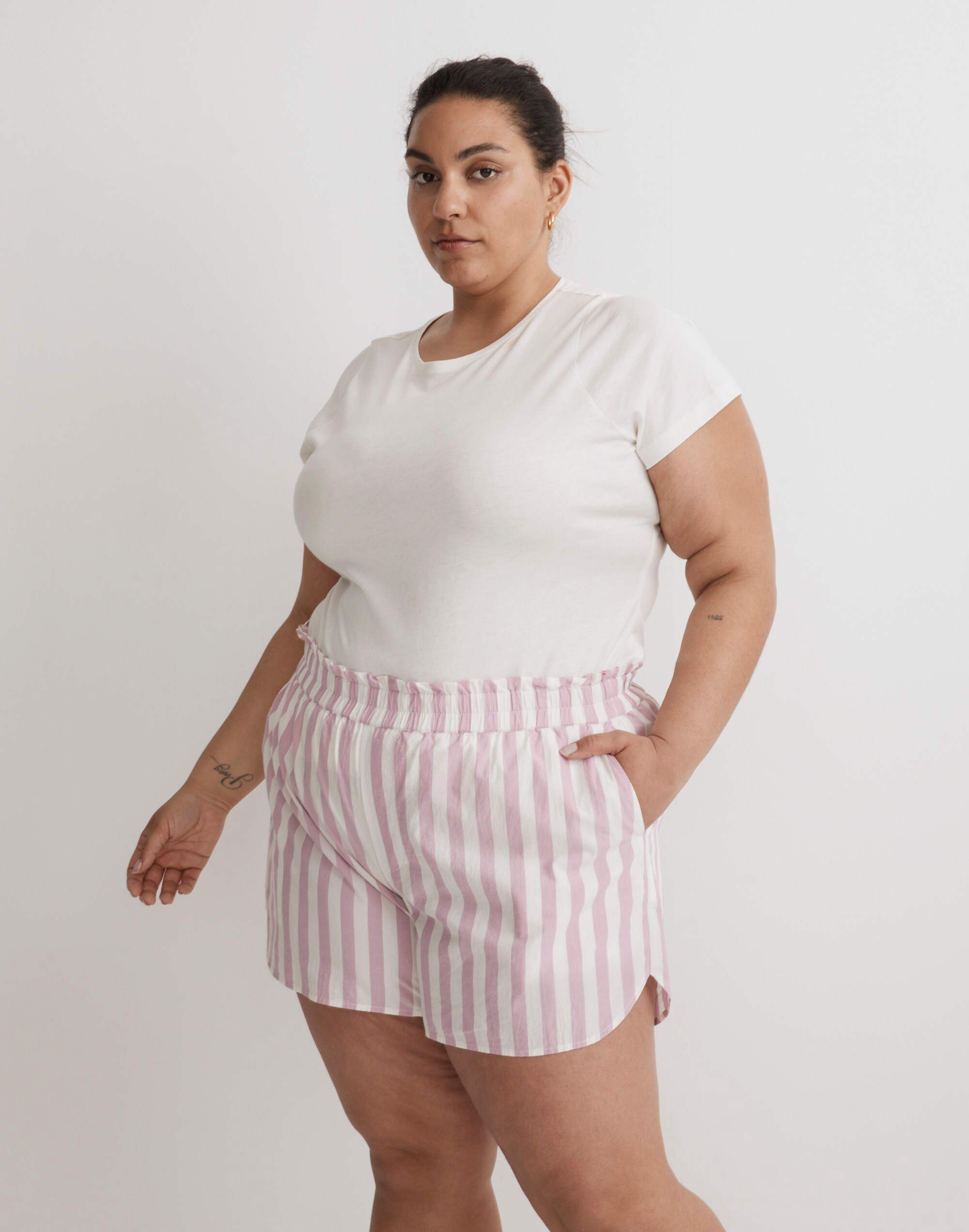 Plus Pull-On Shorts in Striped Signature Poplin