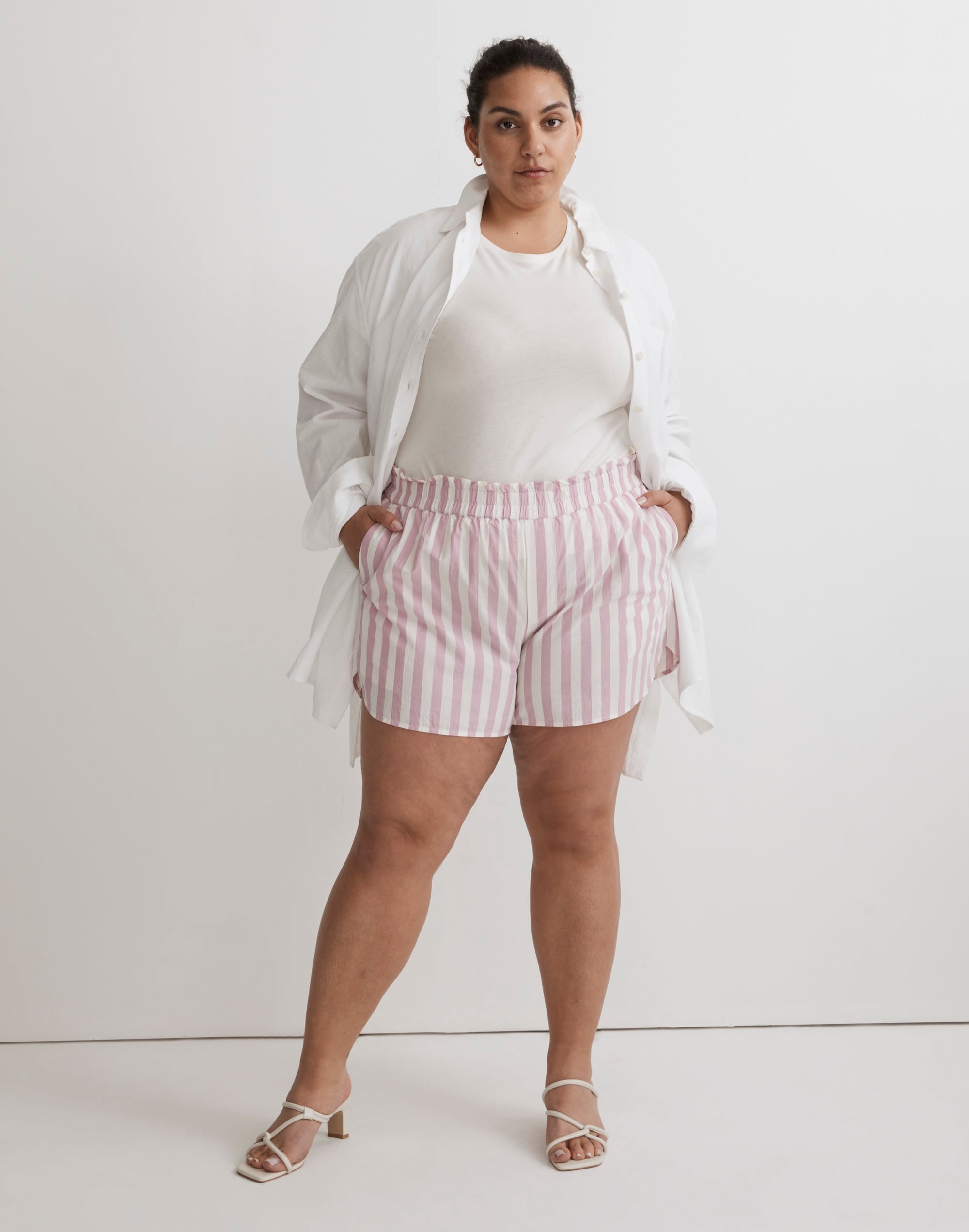 Plus Pull-On Shorts in Striped Signature Poplin