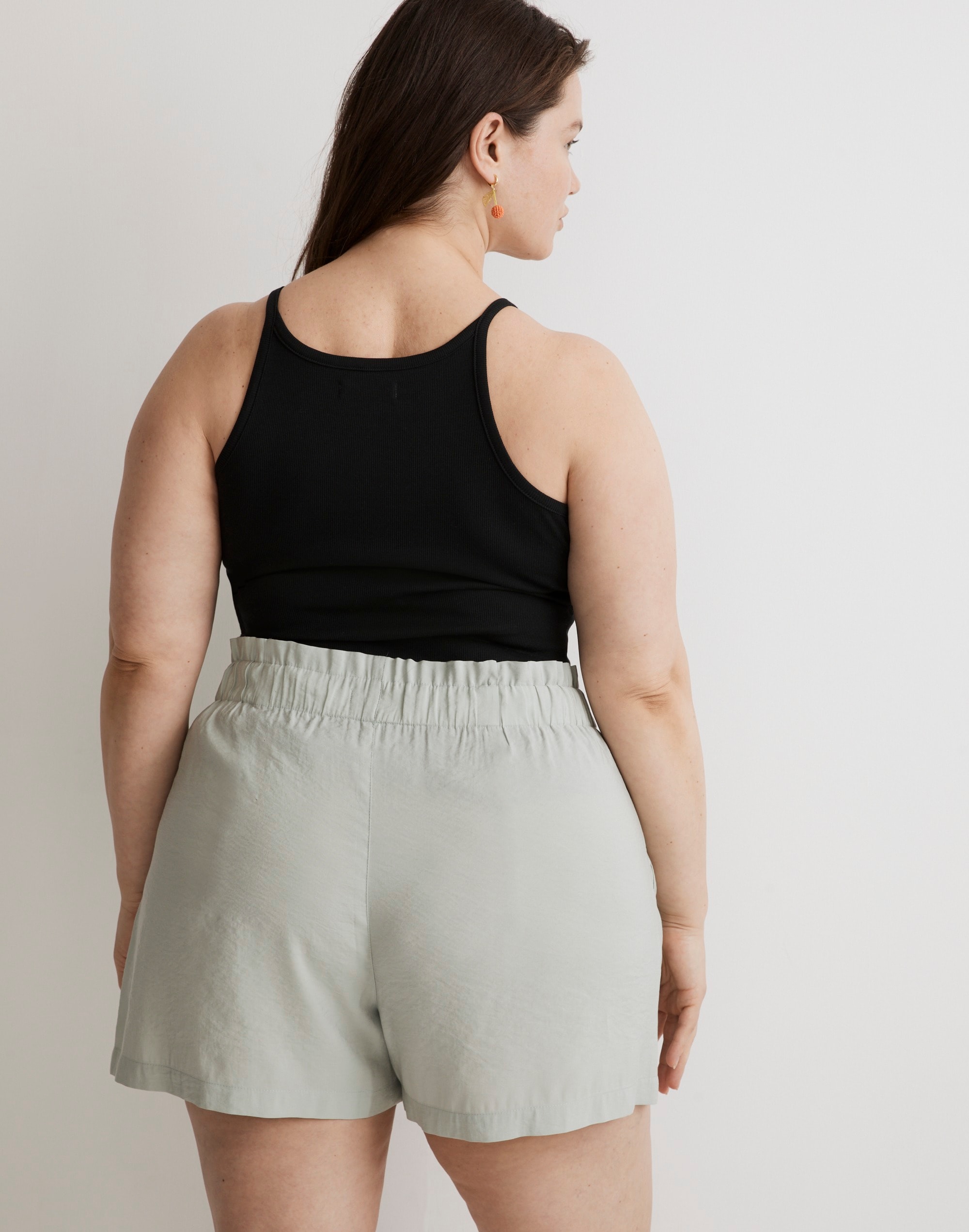 Plus Seamed Pull-On Paperbag Shorts in Softdrape