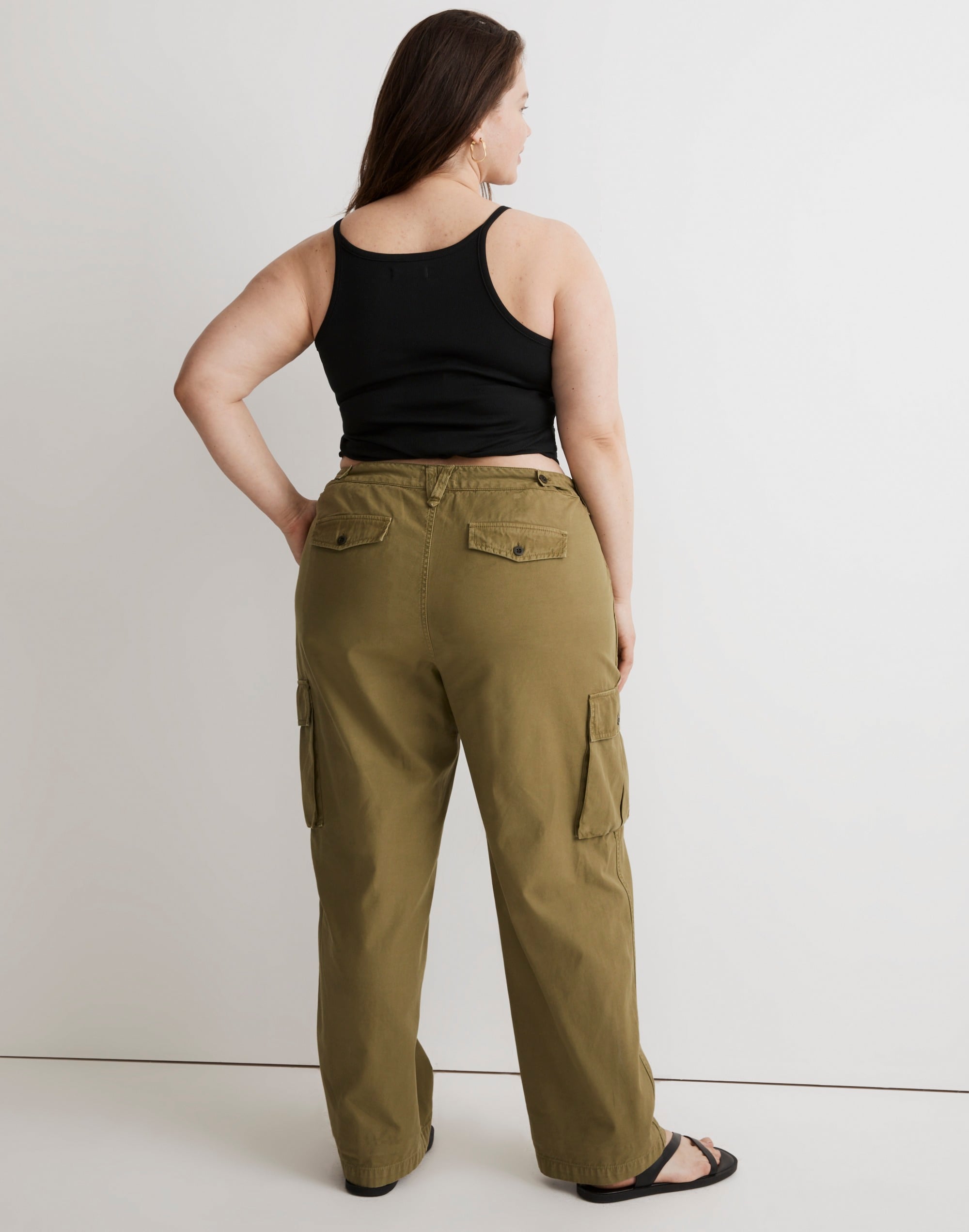 Plus Garment-Dyed Low-Slung Straight Cargo Pants