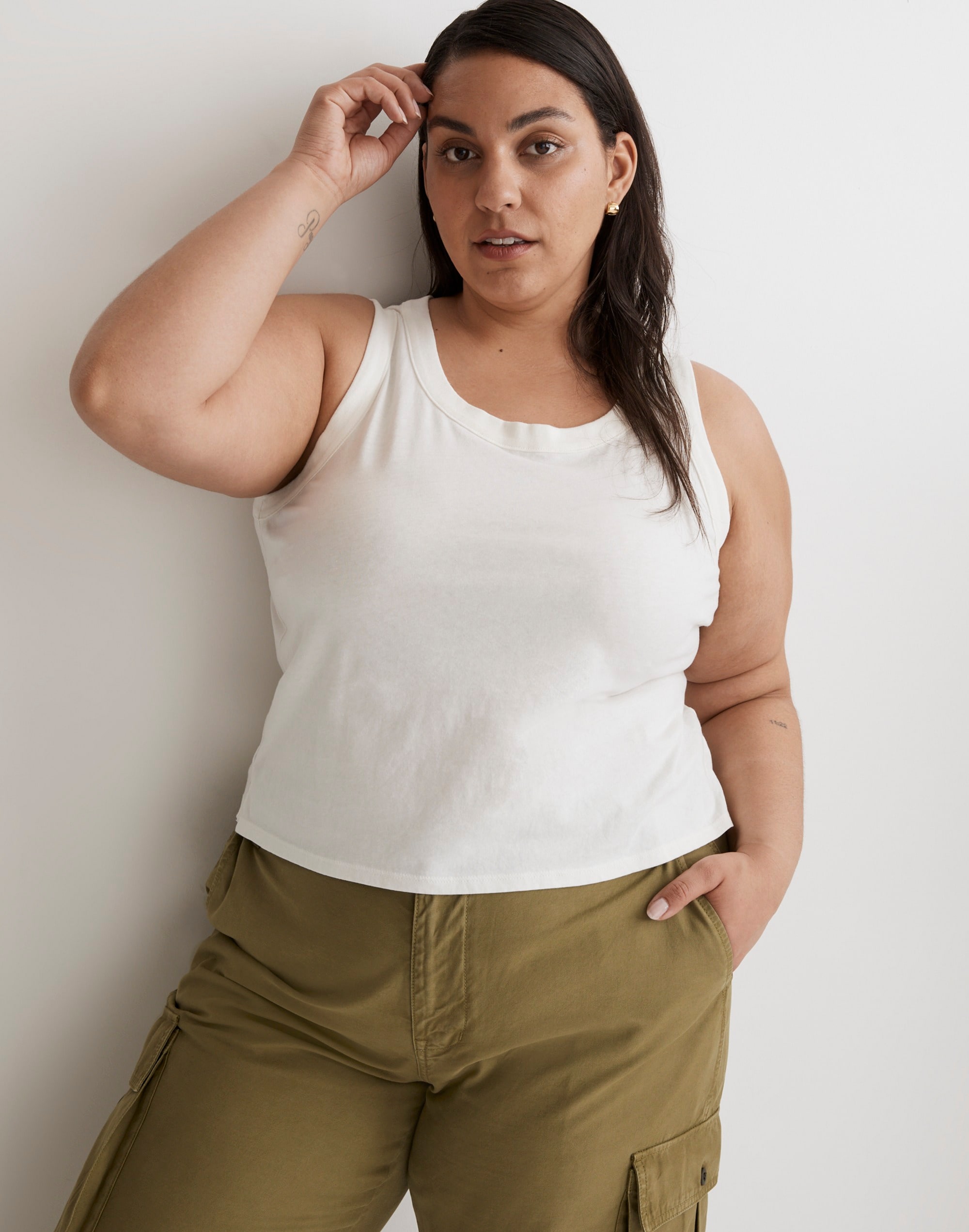 Plus Softfade Cotton Boxy-Crop Tank