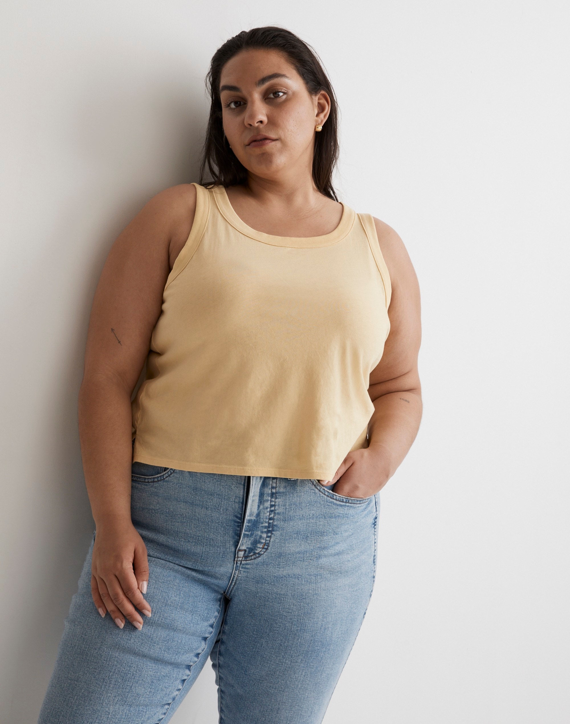 Plus Softfade Cotton Boxy-Crop Tank