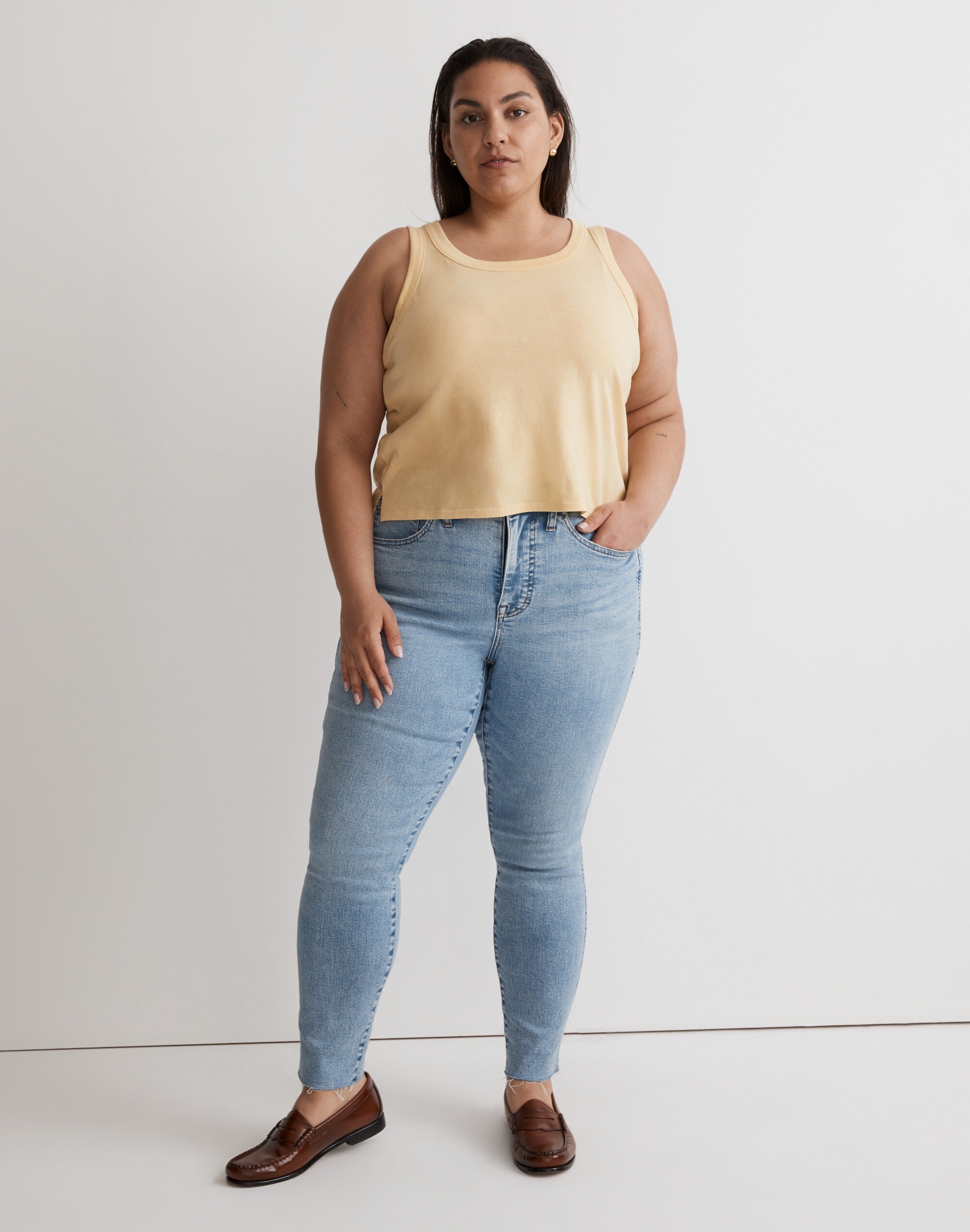 Plus Softfade Cotton Boxy-Crop Tank