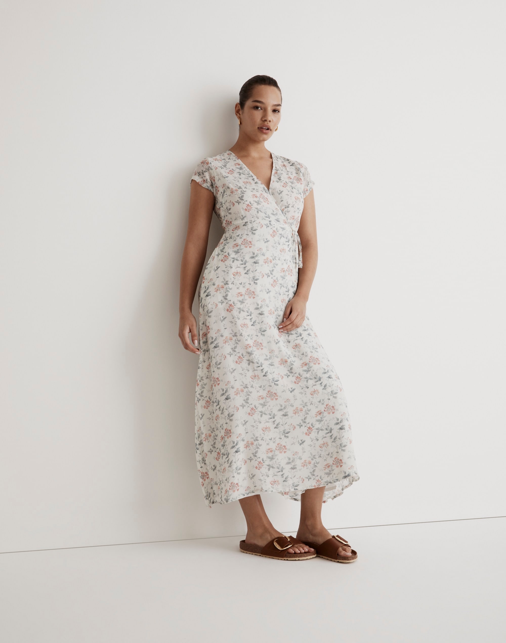 Mw Madewell X Reistor Floral Wrap Maxi Dress In Ivory Ivy Dreams