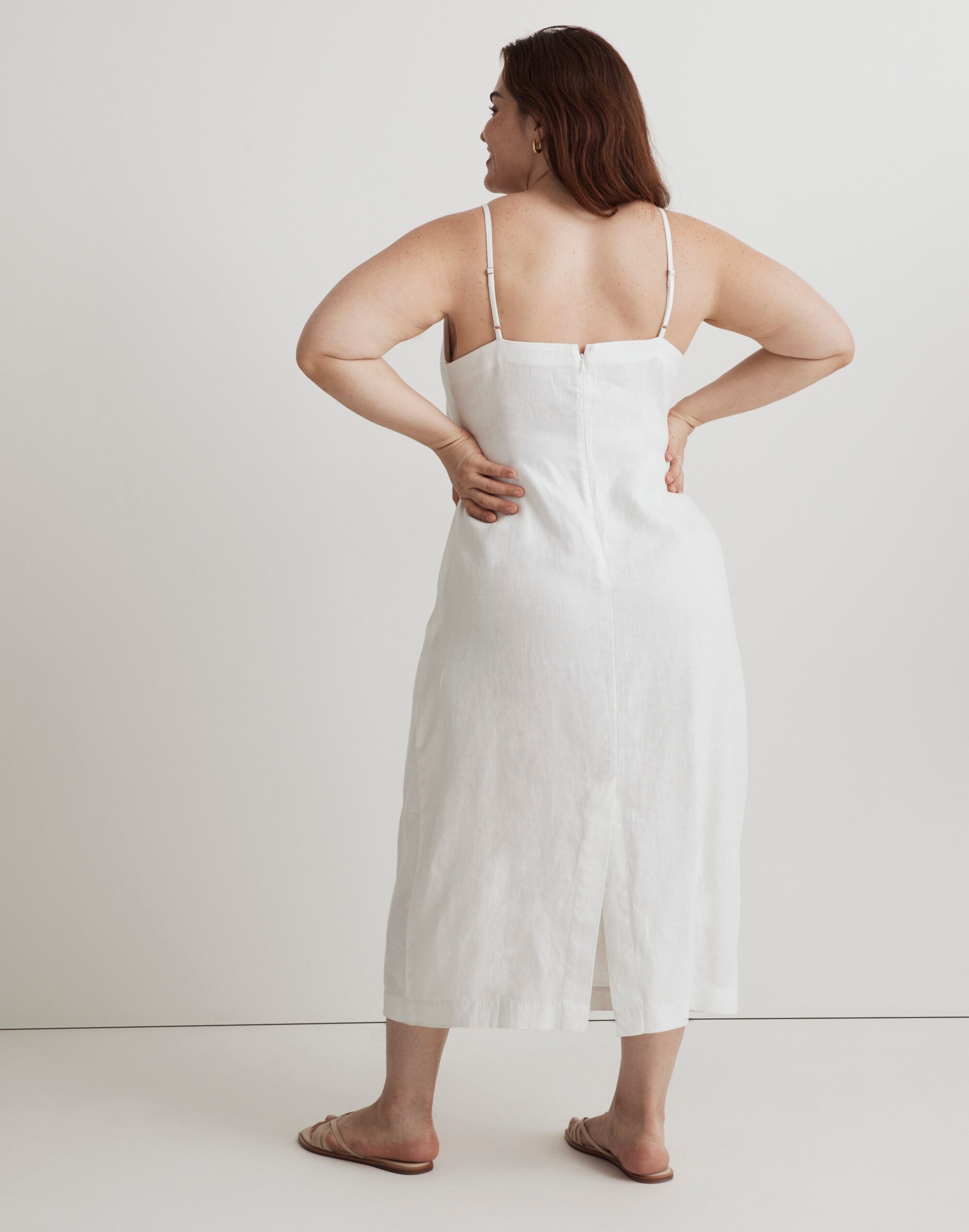 Plus Goldie Midi Slip Dress in 100% Linen