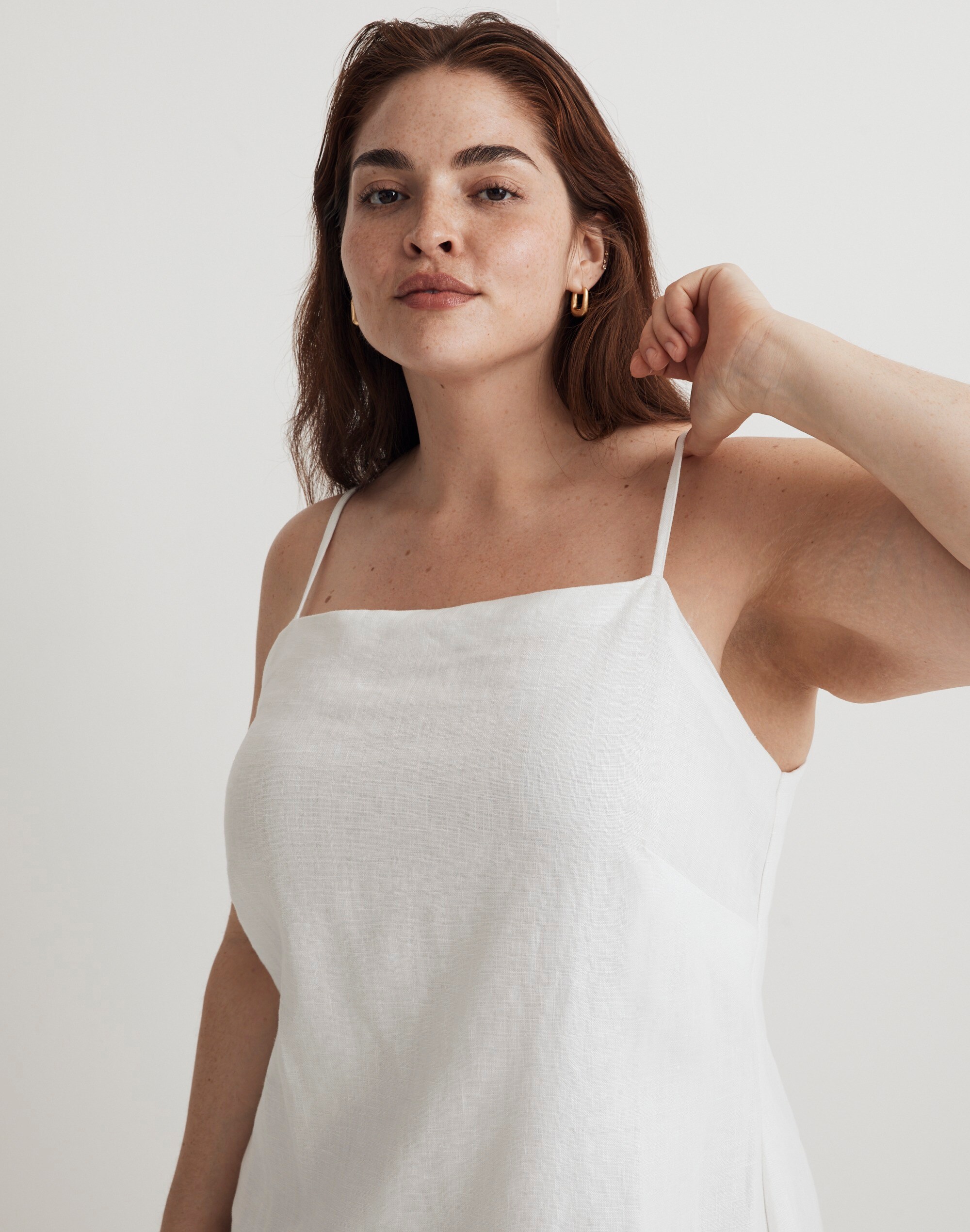 Plus Goldie Midi Slip Dress in 100% Linen