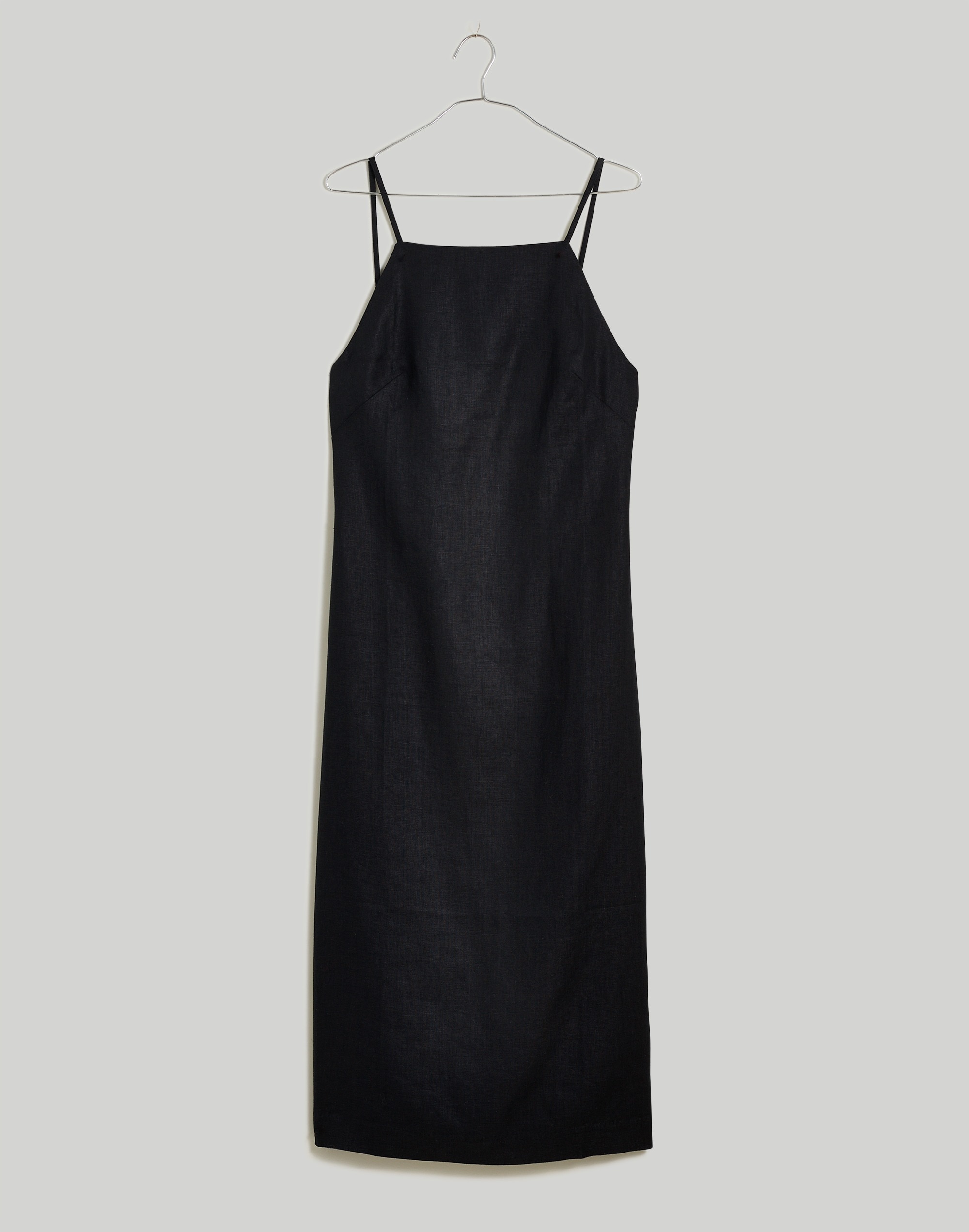 Plus Square-Neck Midi Slip Dress in 100% Linen