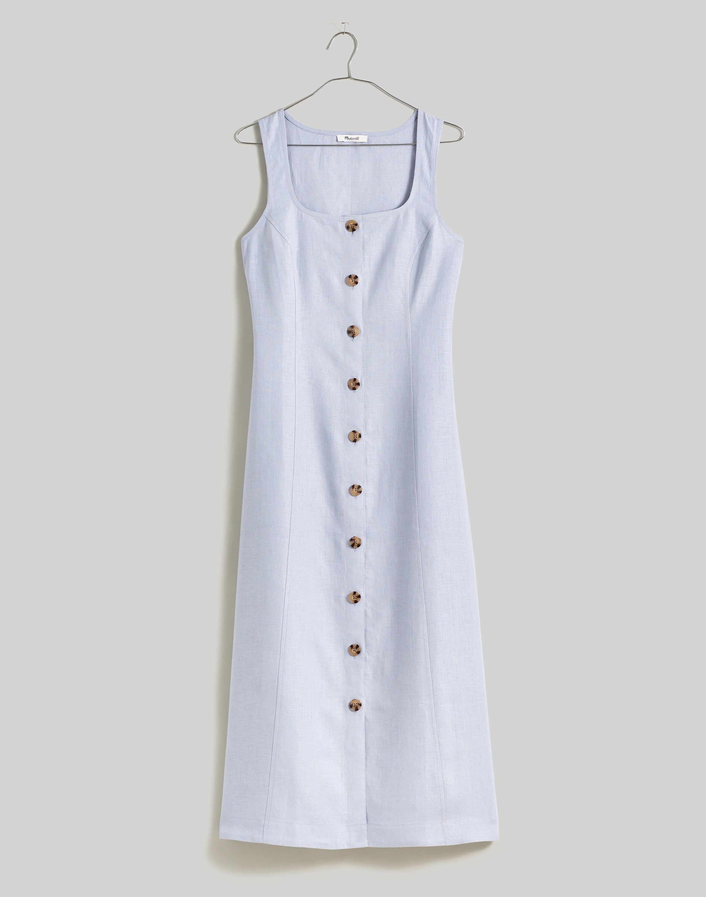 Plus 100% Linen Button-Front Midi Dress