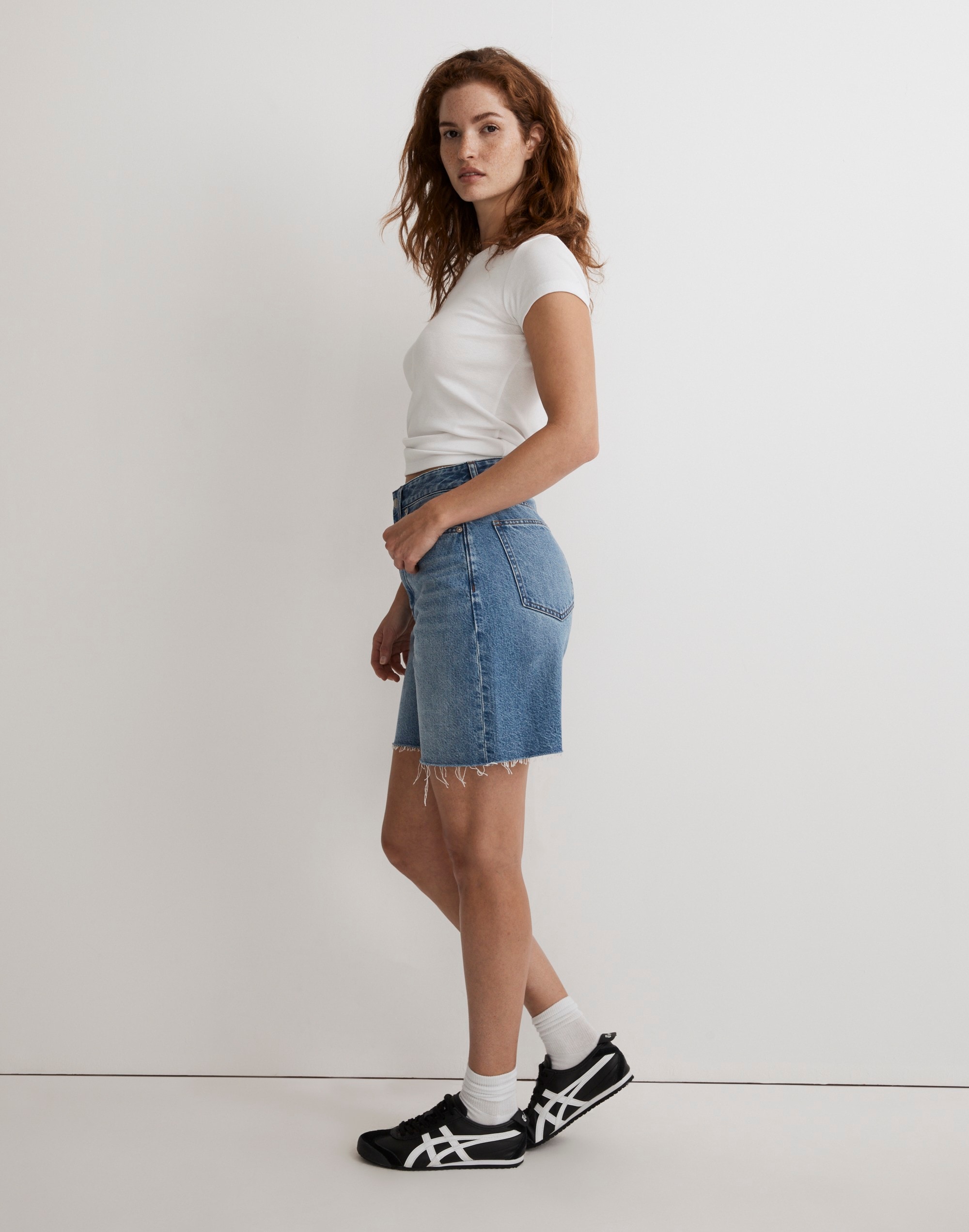 Curvy Baggy Jean Shorts in Crestford Wash