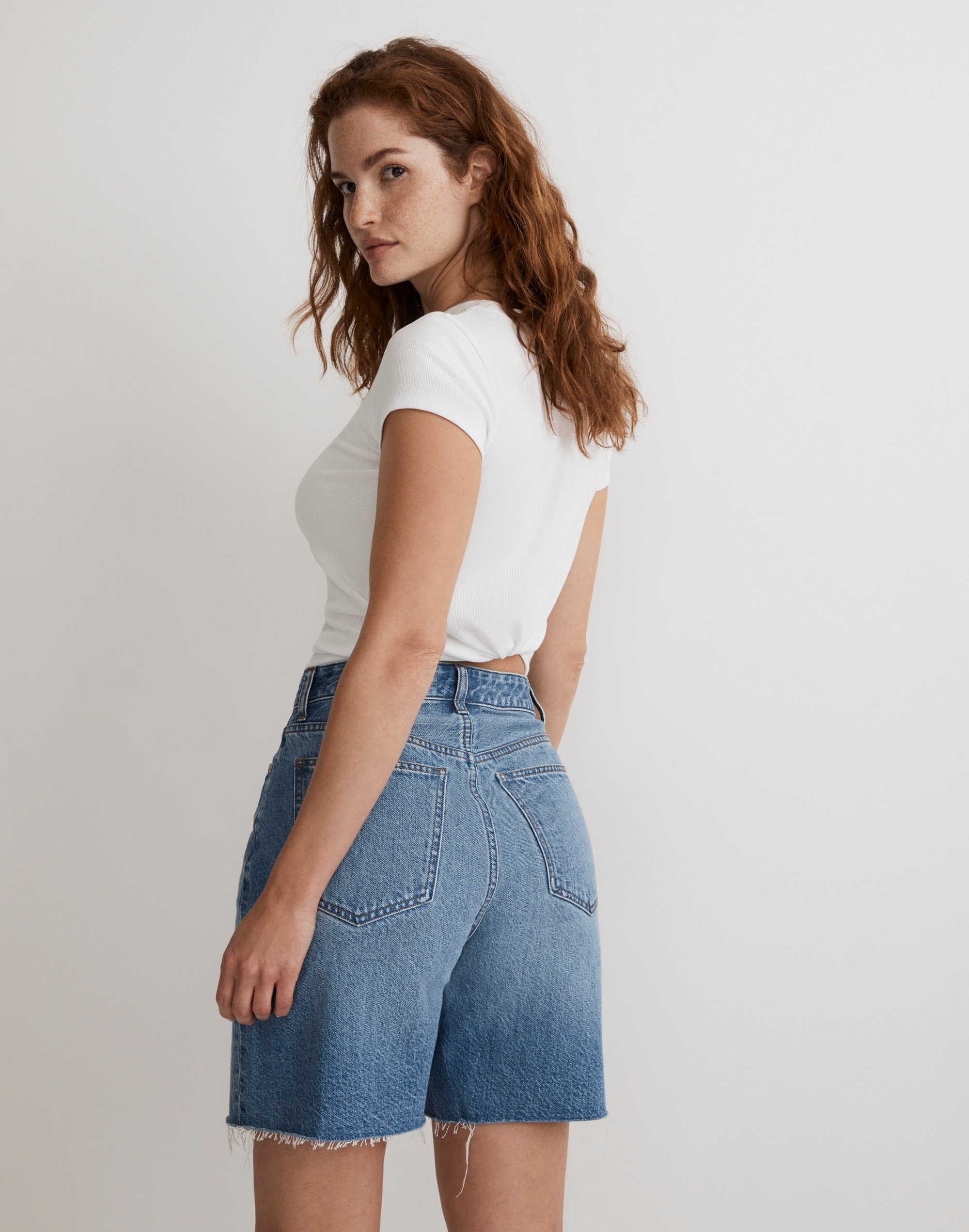 Curvy Baggy Jean Shorts in Crestford Wash