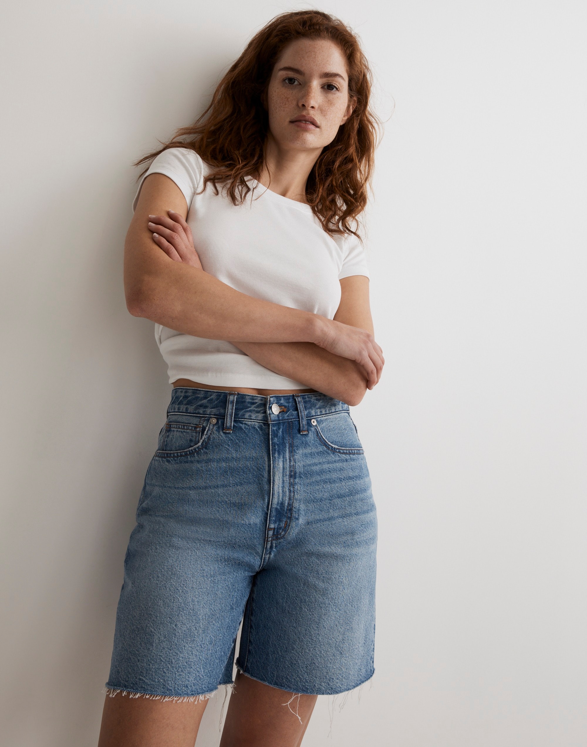 Curvy Baggy Jean Shorts in Crestford Wash