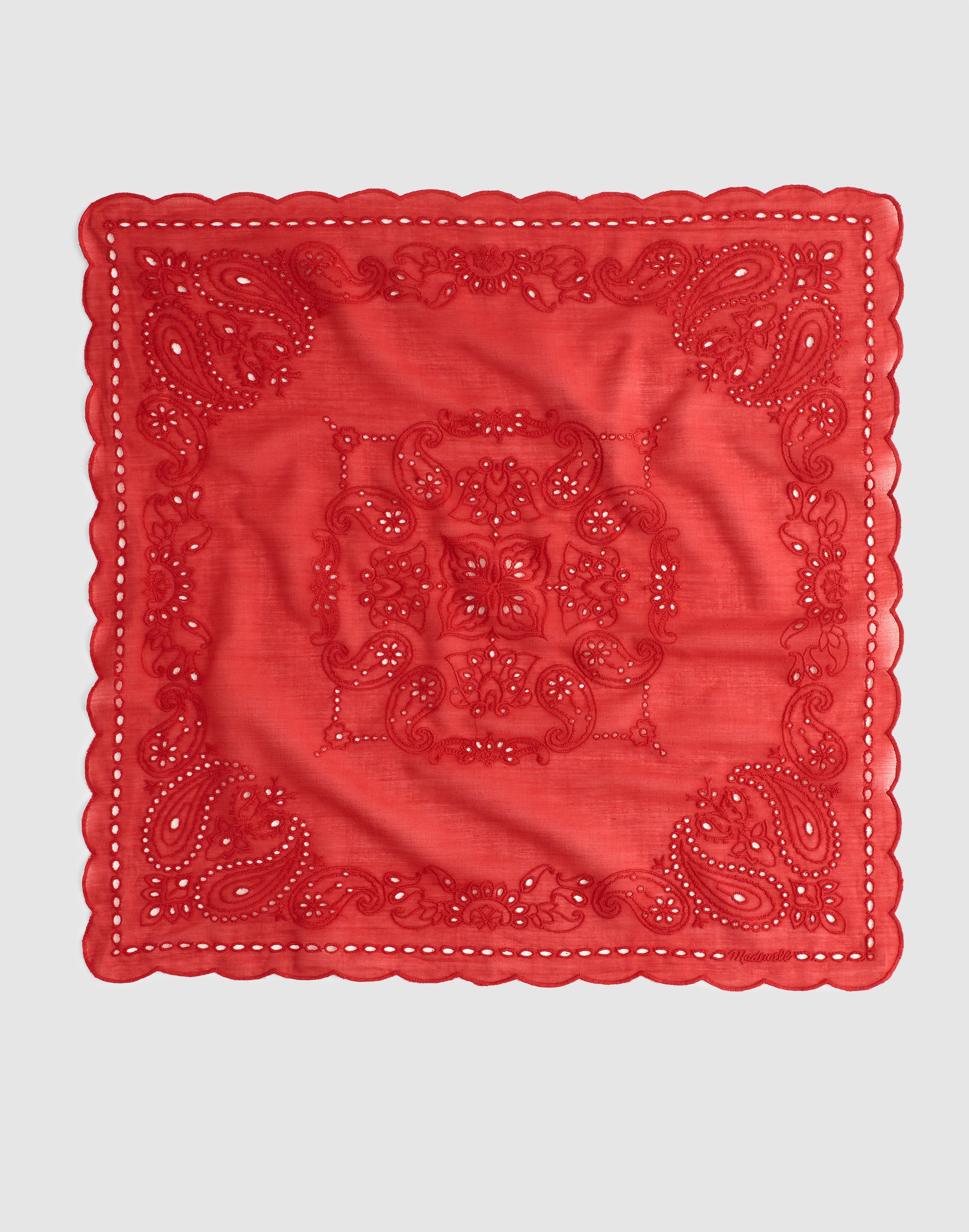 Madewell Organic Cotton Eyelet Bandana In Red